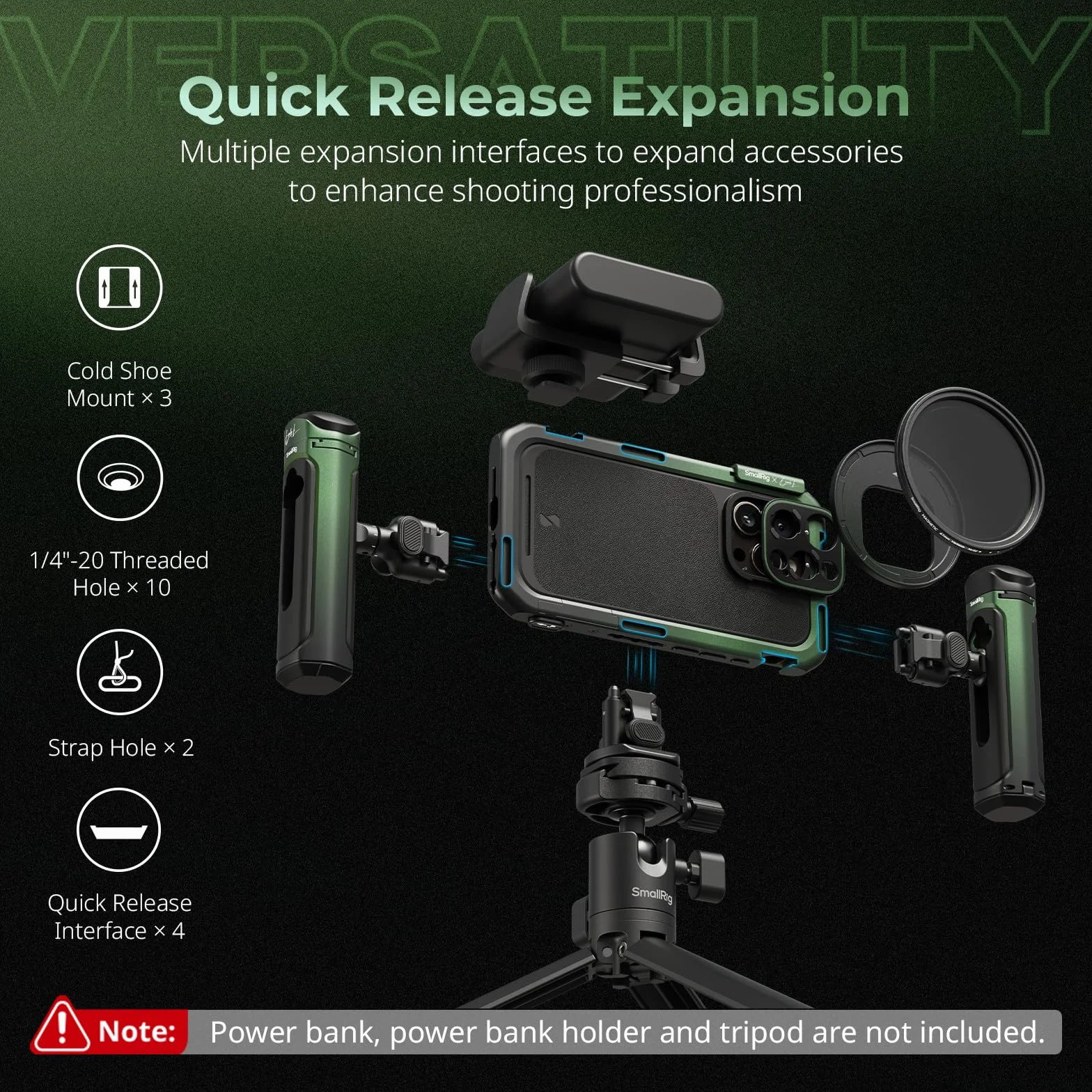 SMALLRIG x Brandon Li Mobile Video Kit do iPhone'a 16 Pro, Phone Cage z zestawem lekkiego etui na telefon FilMov, obrotowymi bezprzewodowymi uchwytami QR, zestawem filtrów VND 67 mm - 5002