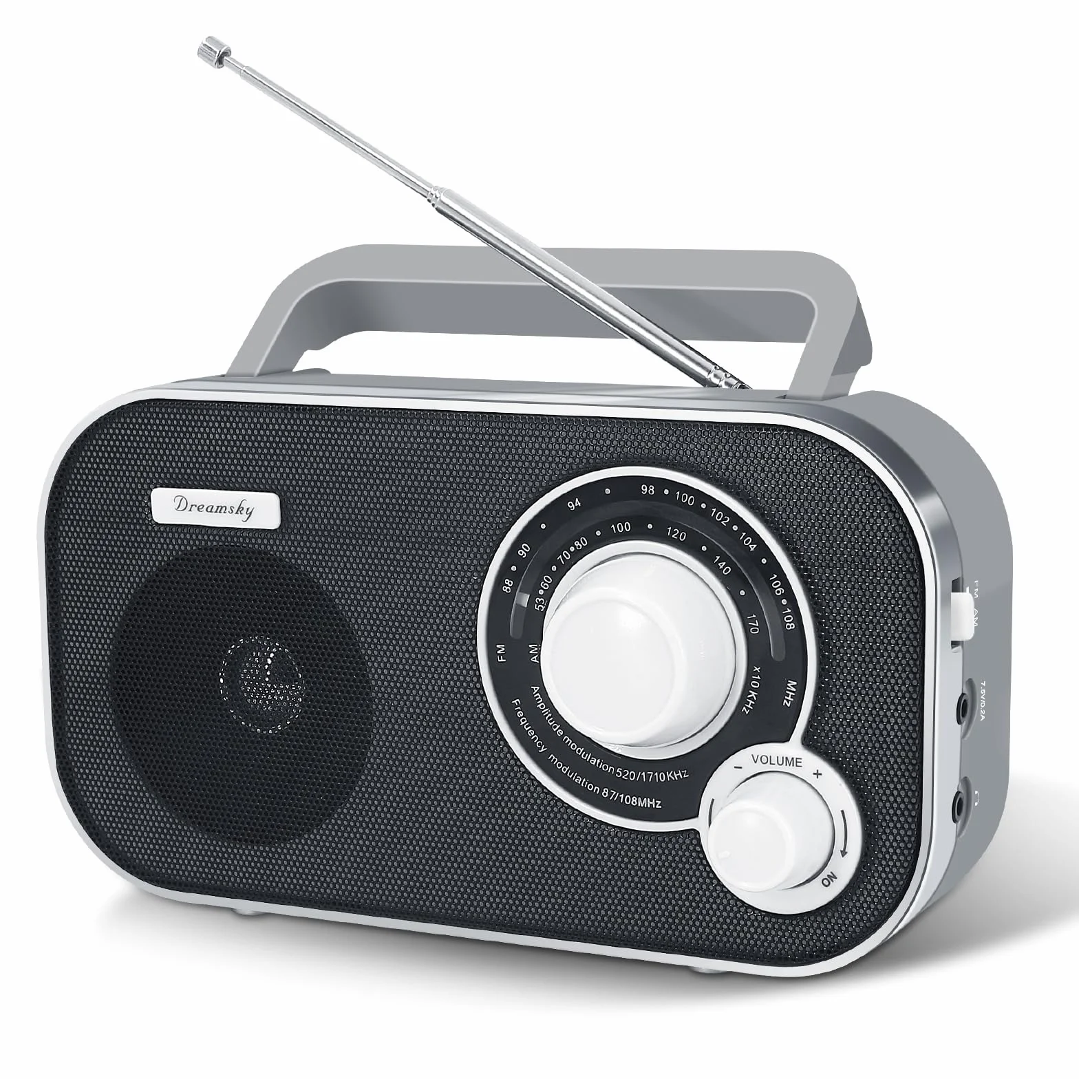 DreamSky Przenośne radio AM FM z doskonałym odbiorem, radio, zasilane bateryjnie, gniazdo sieciowe, z gniazdem słuchawkowym, ręczne radio tranzystorowe, małe prezenty dla seniorów w nagłych wypadkach