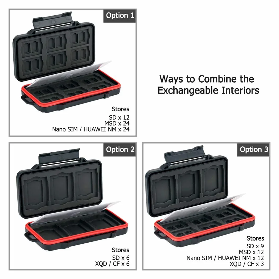 PROfezzion 48 Przegródek na Karty SD, Etui na Karty Pamięci, Odporny na Wstrząsy Organizer do SDXC SDHC Micro SD/CF XQD Nano Sim Huawei Nano Memory TF CompactFlash
