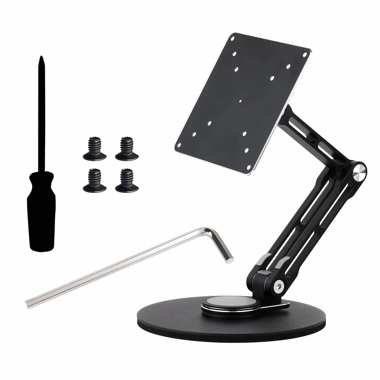 Waveshare VESA Portable Monitor Adjustable Stand, Compatible with Monitors Up to 19 Inches, Multi-Axis Rotation, Ergonomic Design with Weighted Base, Foldable for Easy Storage