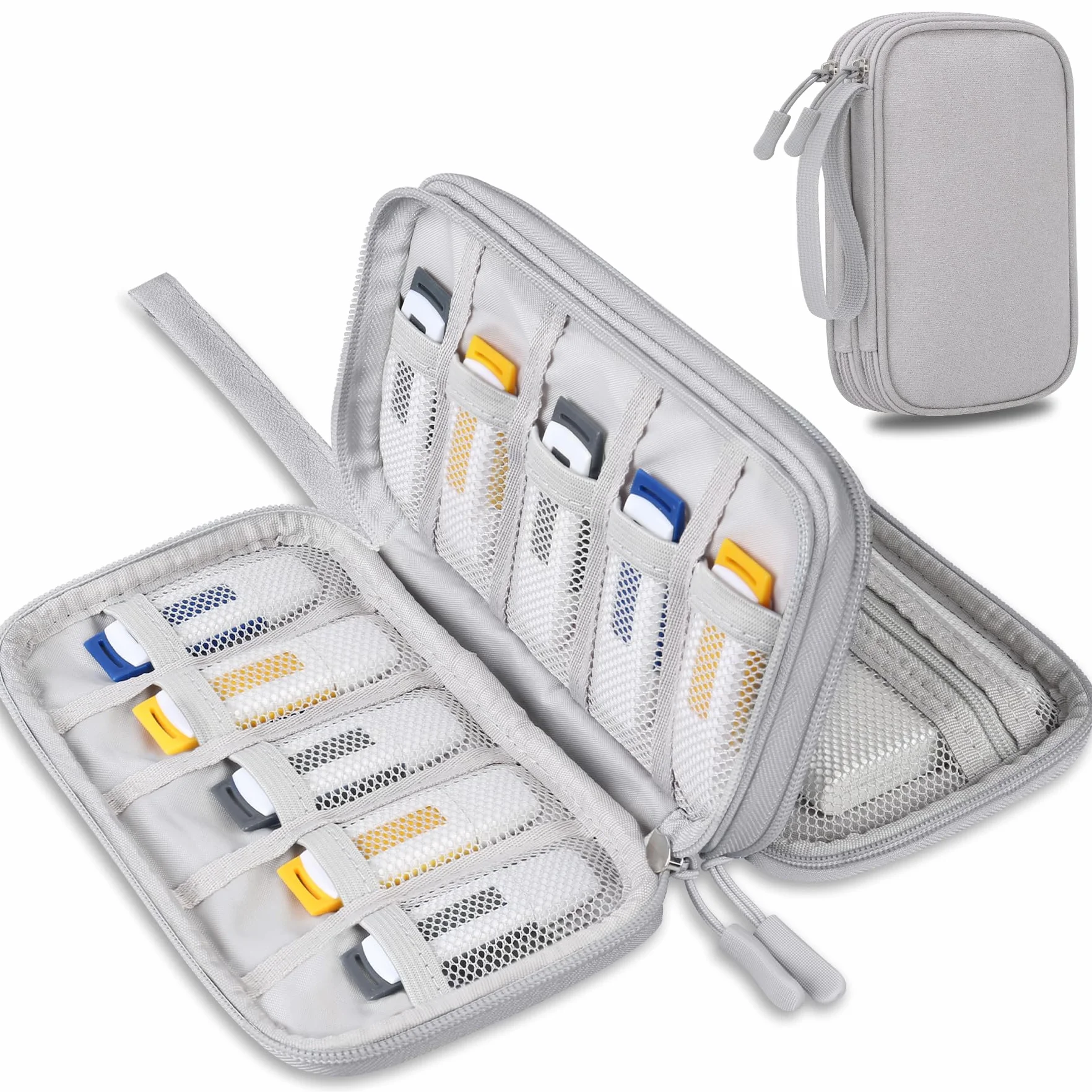 Lacdo USB Elektroniczny Organizer Torba Akcesoria Walizka transportowa Przenośna dwuwarstwowa obudowa ładowarki SamData/Samsung USB Flash Drives Jump Drive Memory Stick, Szary