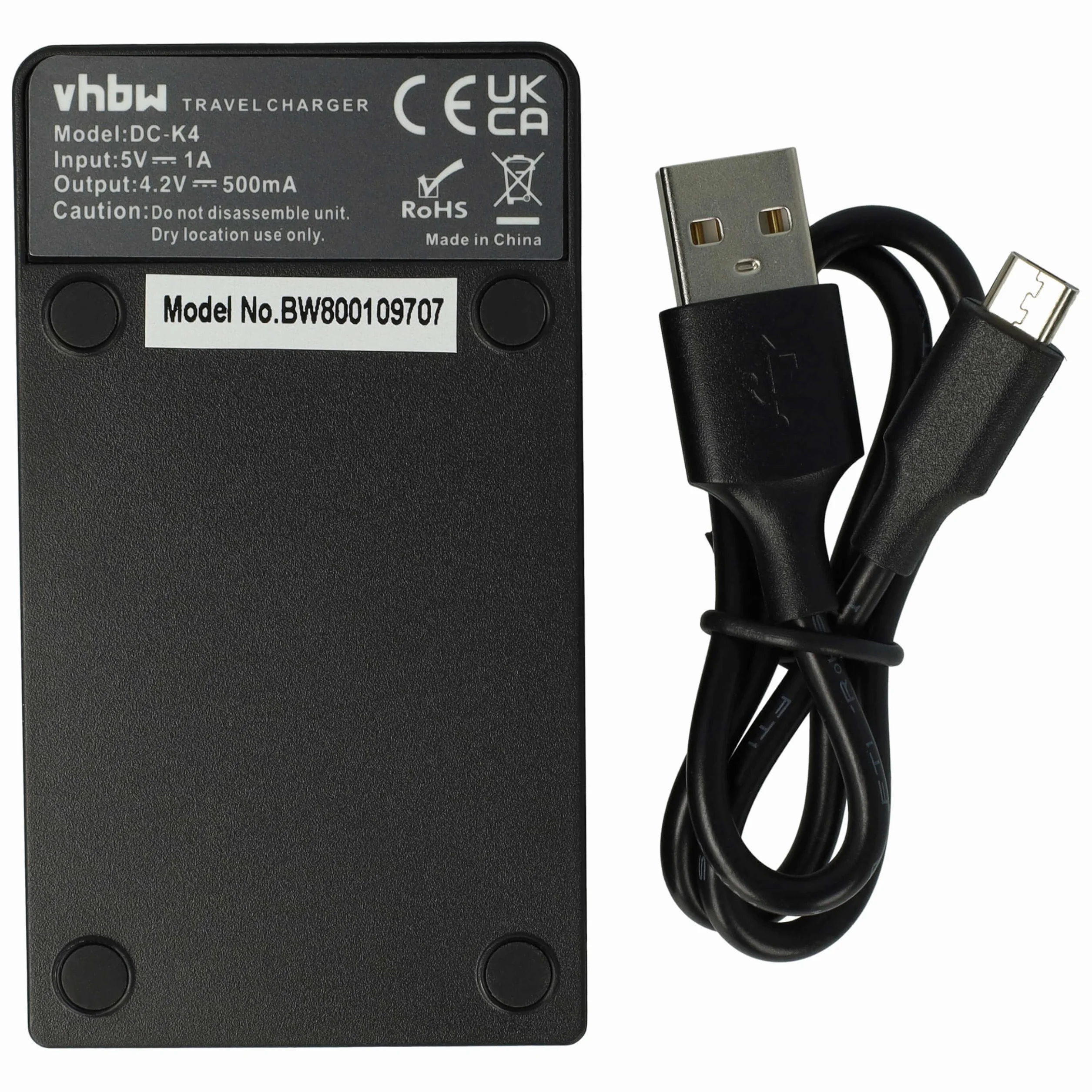 vhbw Ładowarka USB kompatybilna z Sony Cybershot DSC-W275, DSC-W290, DSC-W30, DSC-W300, DSC-W35, DSC-W40, DSC-W50, DSC-W55, DSC-W70 kamera/bateria - ładowarka, wskaźnik ładowania