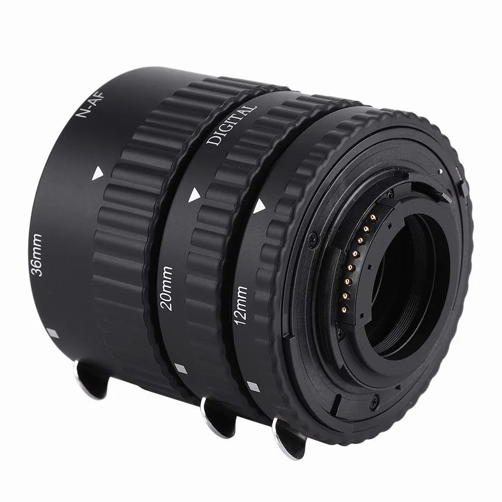 Pierścień adaptera obiektywu, 12 mm + 20 mm + 36 mm automatyczna rura przedłużająca obiektyw makro do lustrzanek cyfrowych z mocowaniem F(N-AF-B)