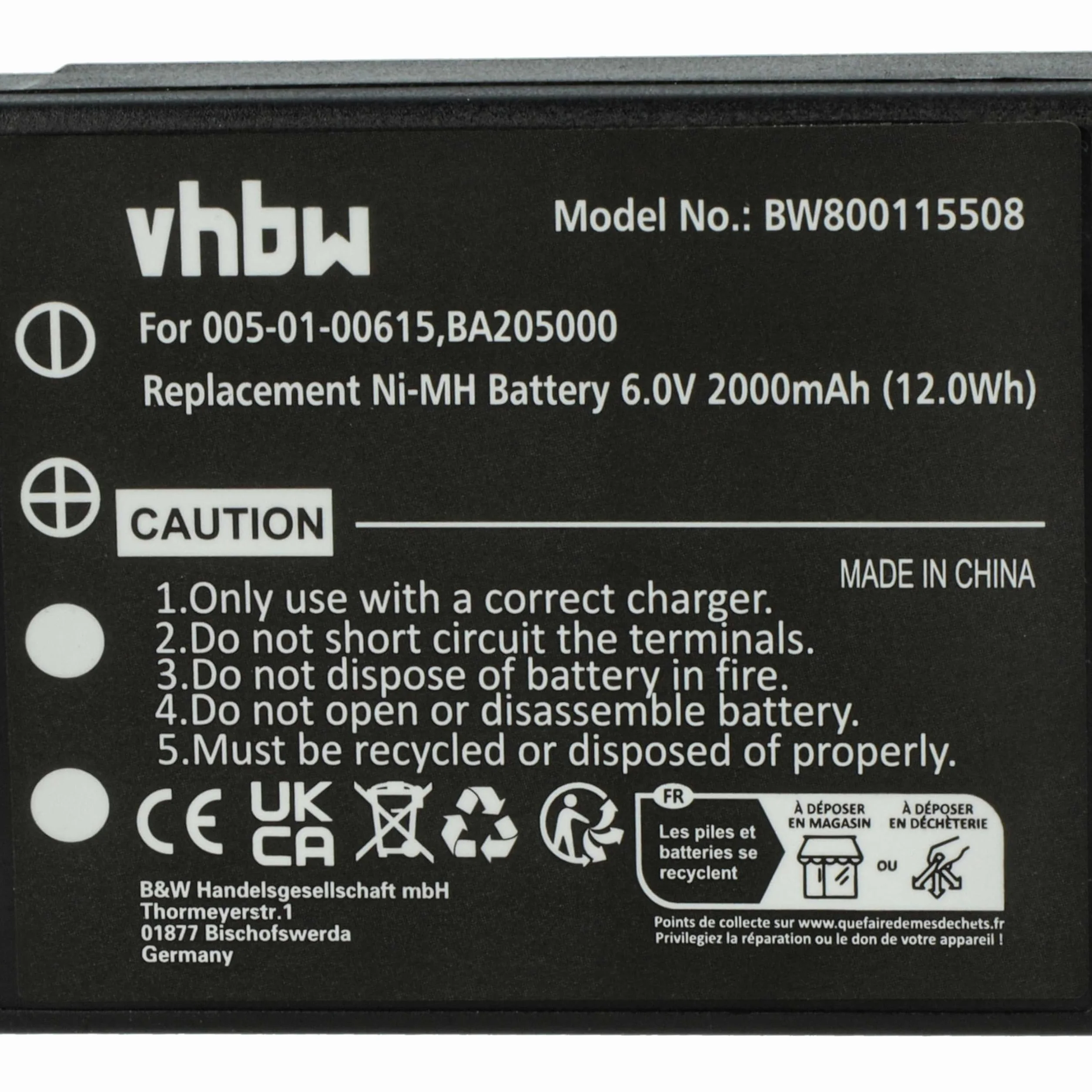 vhbw 5 x akumulator zastępuje HBC 005-01-00615, BA205000, BA206000, BA205030 do sterowania radiowego, pilot zdalnego sterowania (2000 mAh, 6V, NiMH) - czarny