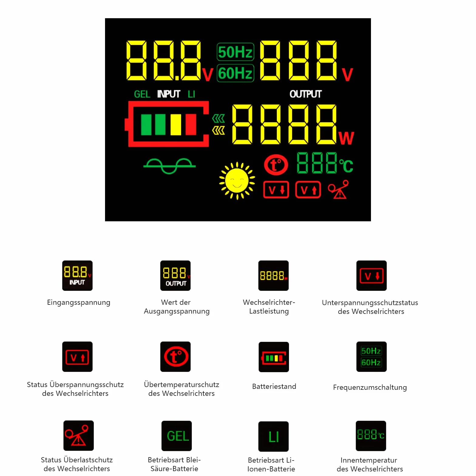 1500 W Winwerter, Winwerter 12v do 230v przetwornik napięcia falownika czystego fali sinusoidalnej przetwornica mocy konwerter prądu stałego AC notebooki monitory komputerowe telewizory