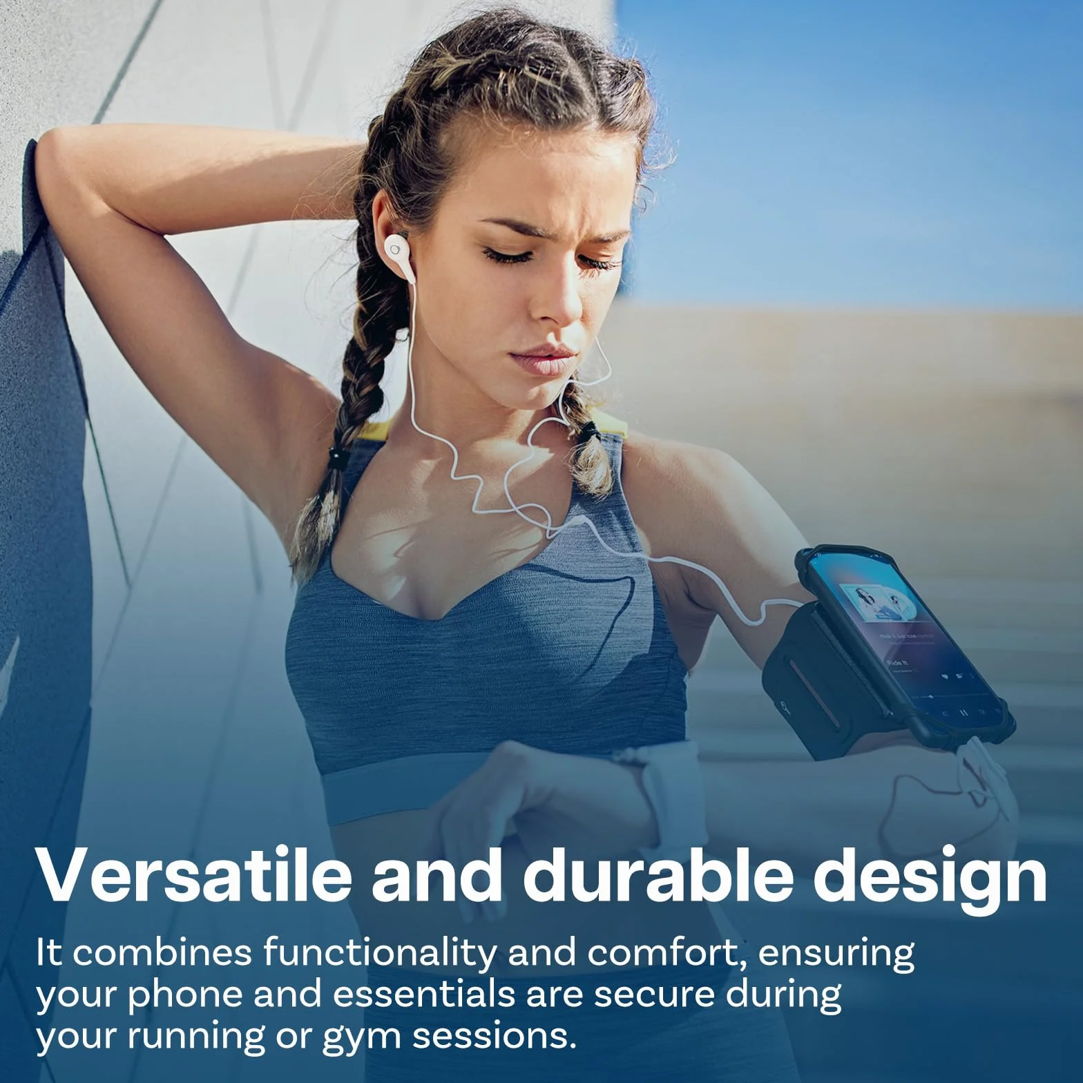 Opaska do Biegania Sportowa przez MMOBIEL – Sportowa Opaska na Telefon Komórkowy Obrotowa 360° dla iPhone 17 16 15 Pro Max, Samsung Galaxy S26 S25 S24 Series – Pasuje do Smartfonów 4.5–7.5 Cala-Czarny