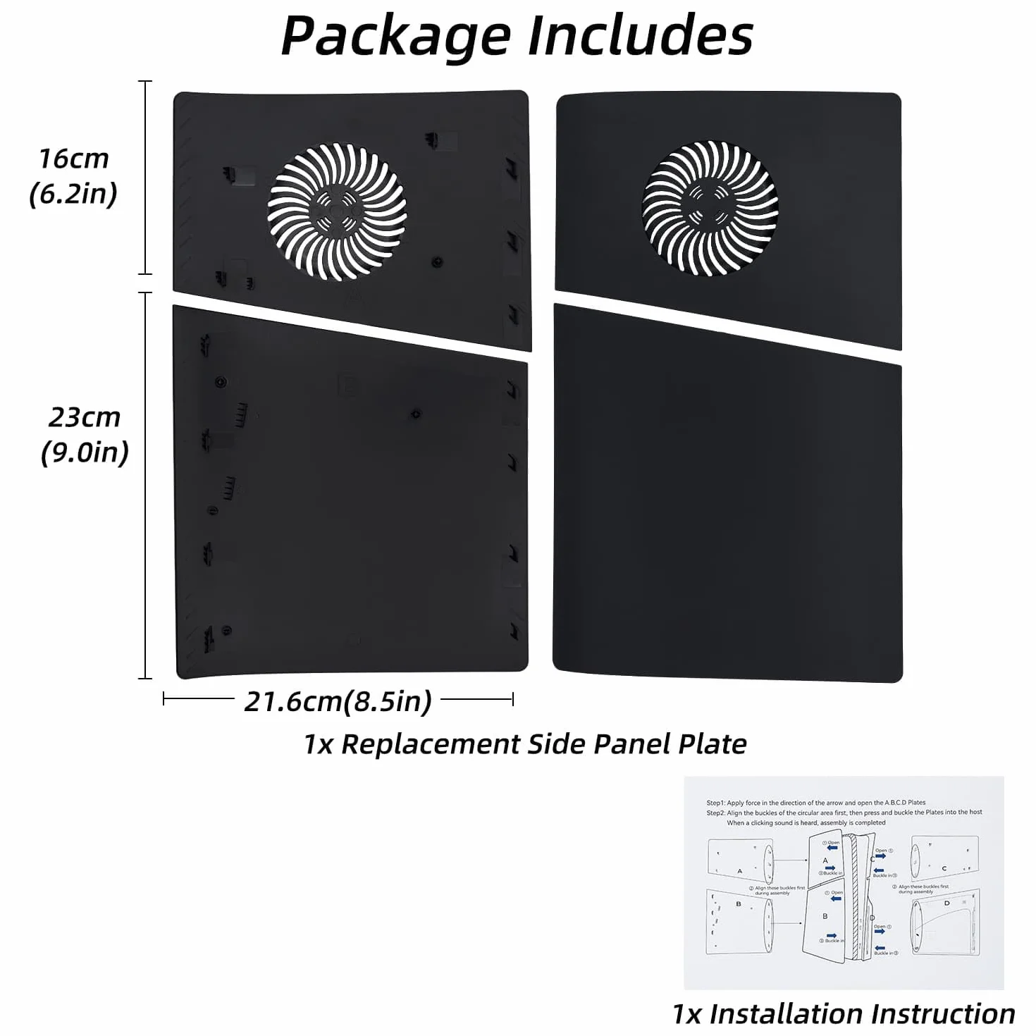Mcbazel Twarde płyty czołowe z otworami chłodzącymi tylko do PS5 Slim Digital Edition, osłona płyty czołowej, panel boczny, zamiennik dla PS5 Slim Digital Edition - kolor czarny