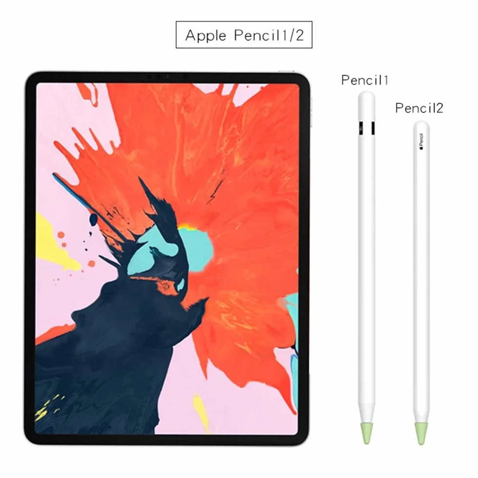 Silikonowe nakładki na stalówki do Apple Pencil 1/2, antypoślizgowe, 8 sztuk