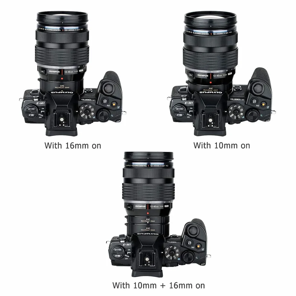 JJC Zestaw rurek makro 10MM/16MM do Olympus Micro Four Thirds Mount (M4/3) aparatów DSLR i SLR - Auto Fucus - TTL Ekspozycja do zdjęć makro