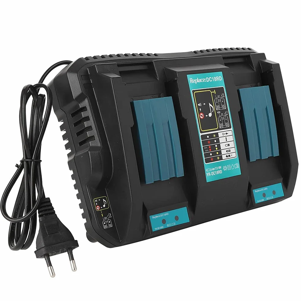 Podwójna ładowarka Baterii, 2 ładowarka Portu USB Pasująca do BL1830 BL1430 14,4 do 18V (wtyczka UE)
