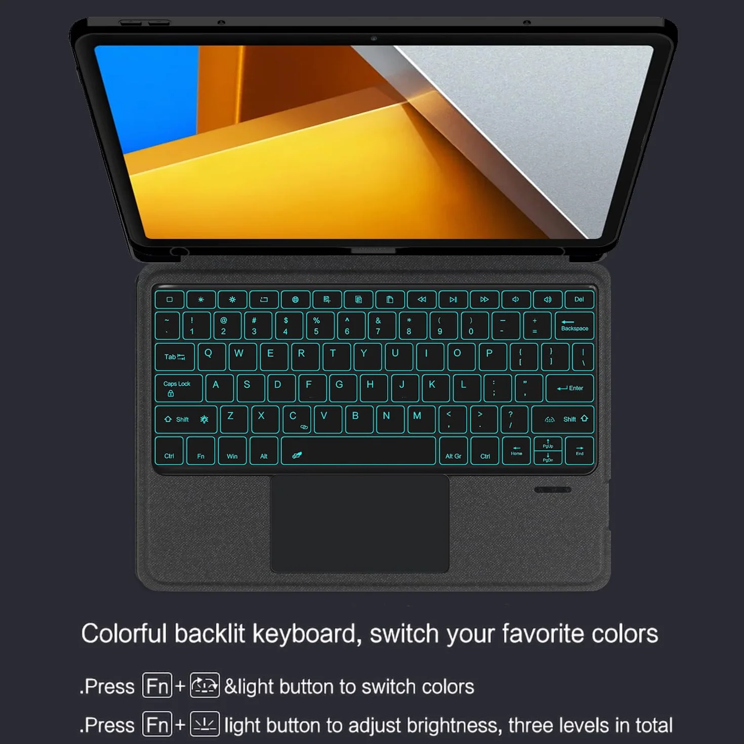 Etui z klawiaturą do Xiaomi Mi Poco Pad 12.1", Odłączana Podświetlenie Klawiatura Bezprzewodowa z Uchwytem Na Ołówek, Cienka Obudowa Folio z Myszą Bluetooth