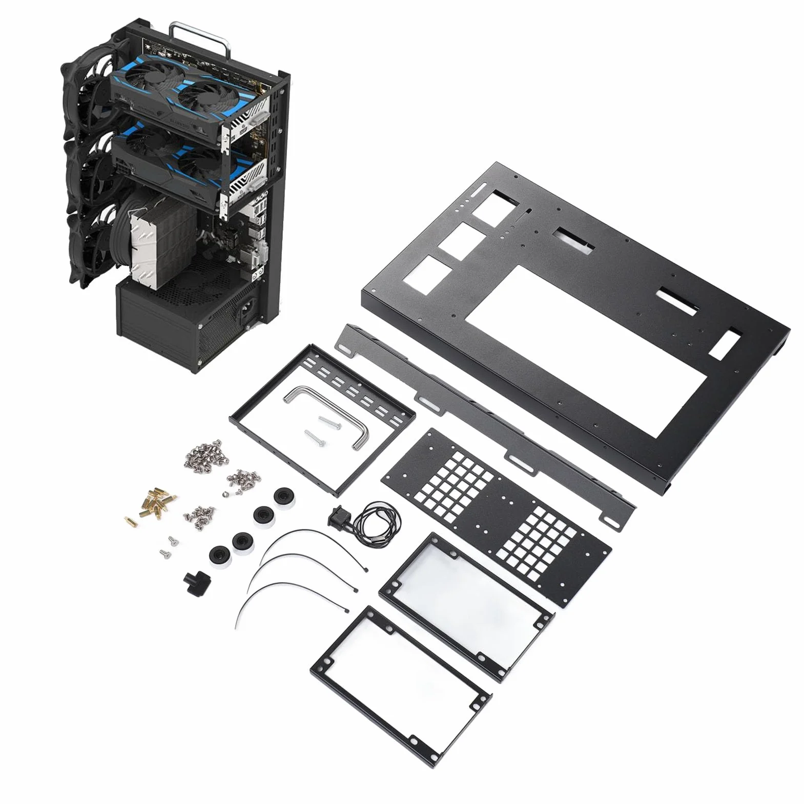 Obudowa Komputera do Gier DIY, Otwarta Obudowa ATX do Płyt Głównych ATX M ATX ITX, Otwarta Rama Obudowy Komputera do Gier z Uchwytem, ​​Akcesoria do Płyt Głównych SSD
