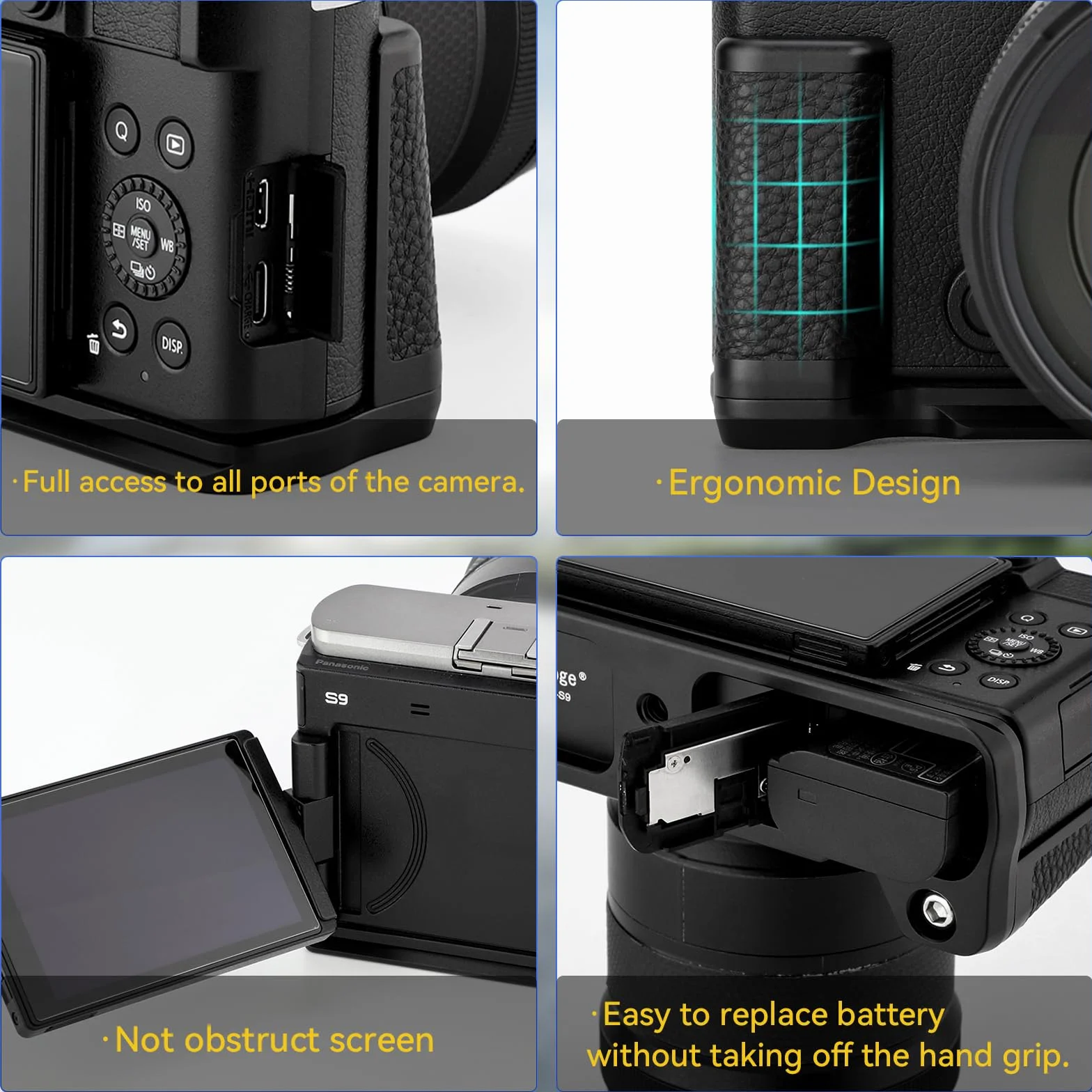 Haoge Uchwyt do Panasonic LUMIX S9 korpus aparatu S9K uchwyt w kształcie litery L HG-S9-B czarny