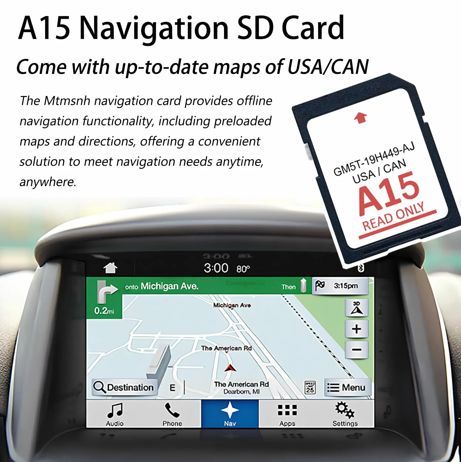 A15 nawigacja karta SD 2024 aktualizacja mapy GPS, najnowsza wersja karty GPS SD do Ford Lincoln, GM5T-19H449-AJ, USA Kanada mapy