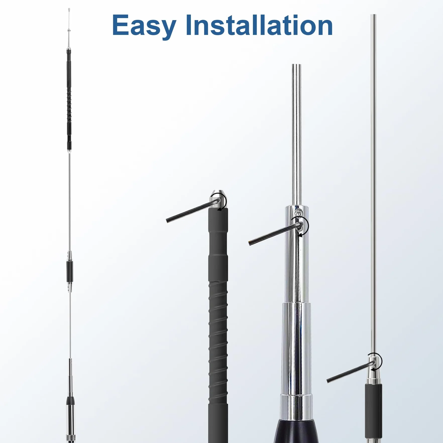 Radio mobilne Quad Band Antena 10 m/6 m/2 m/70 cm 29/50/144/430MHz 1.2 m High Gain Antena do radia samochodowego Molie z kablem koncentrycznym 5 m i klipsem bazowym