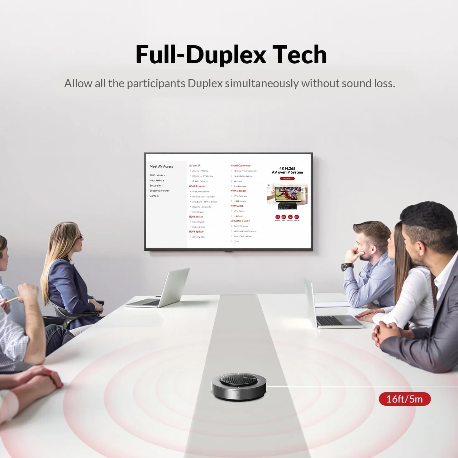 Conference Speakerphone, Daisy Chain up to 9 Speakerphones for 50 People, USB & Bluetooth Speaker with 4 Mics AI Noise Cancellation 360° Voice Pickup for Zoom,Teams,Conference Call Large Meeting Room
