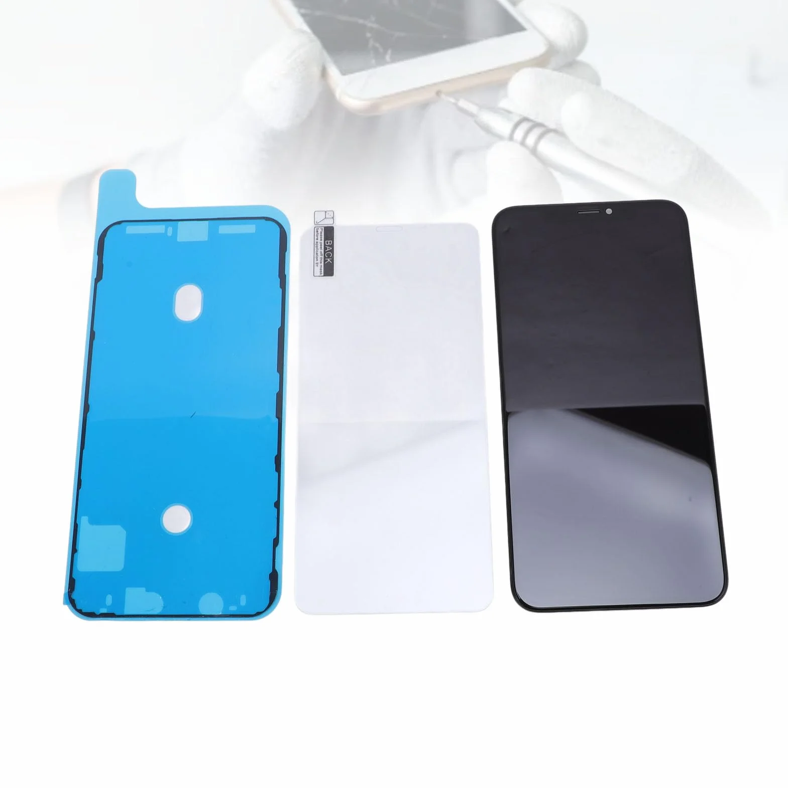 Generic Wymiana Ekranu Telefonu Wrażenia Wizualne Ultra HD z Zestawem Naprawczym do Ekranu Dotykowego 3D z Zabezpieczeniem ze Szkła Hartowanego XS Max