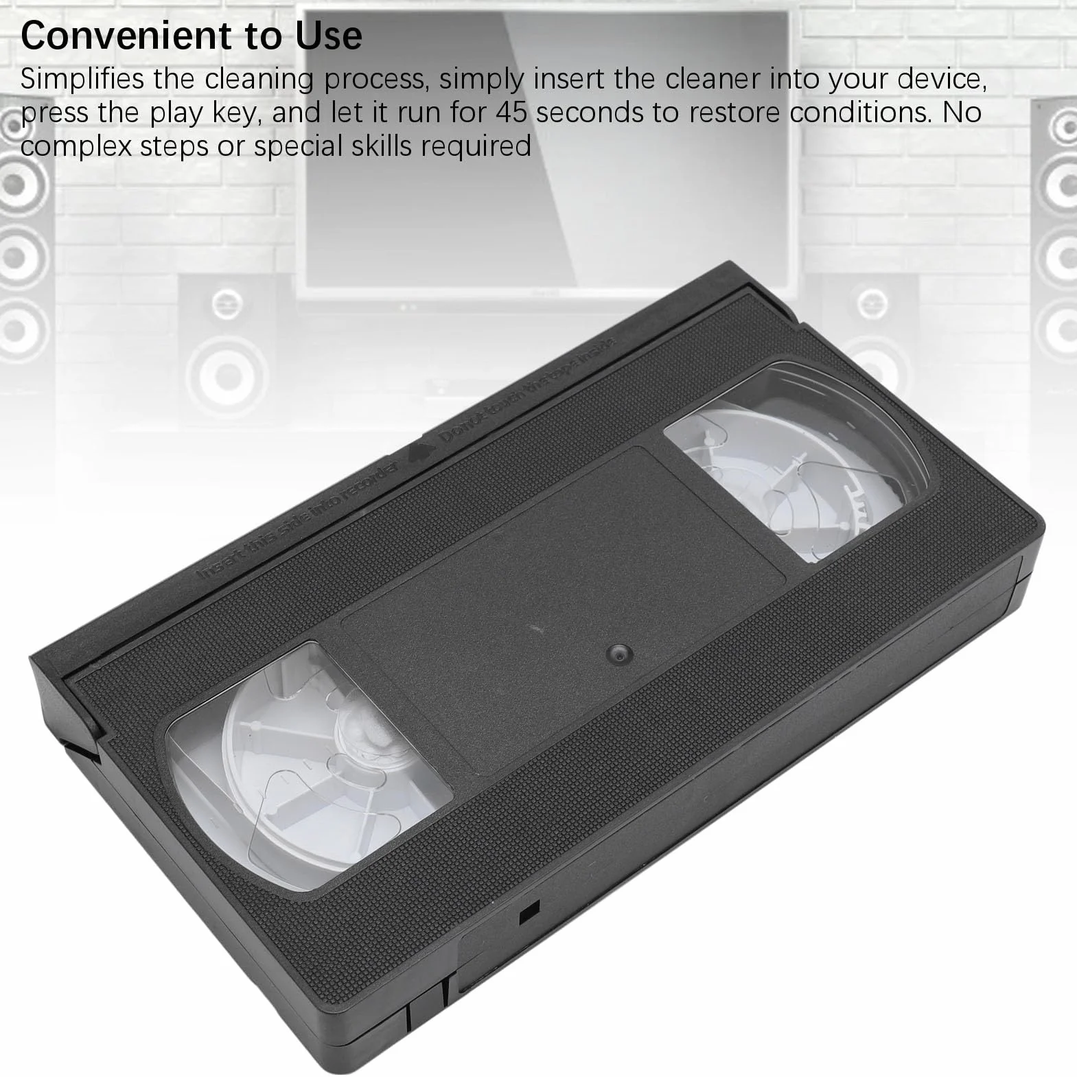 Zestaw do czyszczenia głowic magnetowidów VHS/VCR, Zestaw do czyszczenia głowic magnetowidów VHS, Technologia sucha bez konieczności stosowania płynów, czarna
