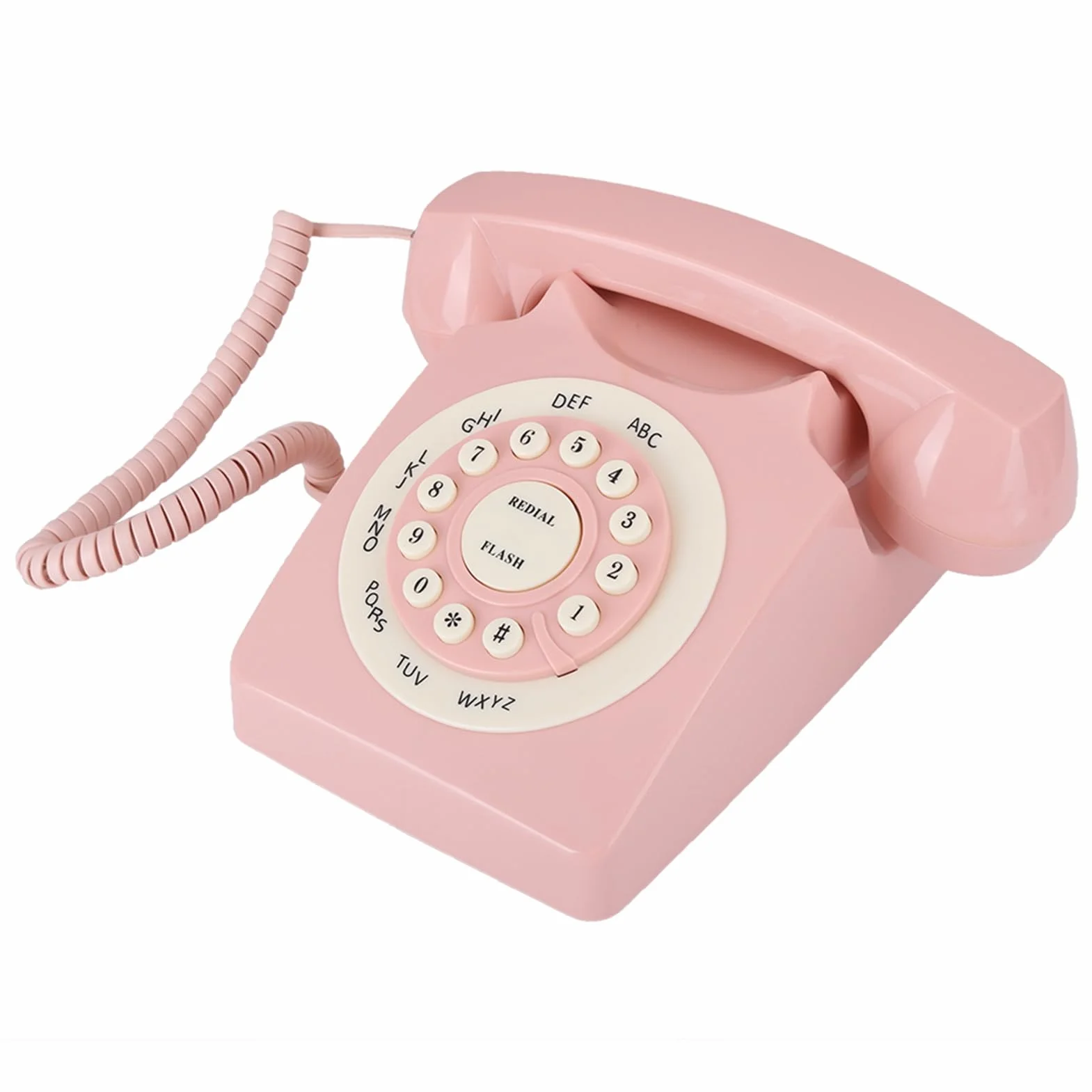 Telefon w Stylu Vintage — jakość Rozmów w Wysokiej Rozdzielczości do Domowego Biura — Różowy Telefon Stacjonarny w Stylu Retro z dużą klawiaturą — Idealny Styl Vintage do Komunikacji