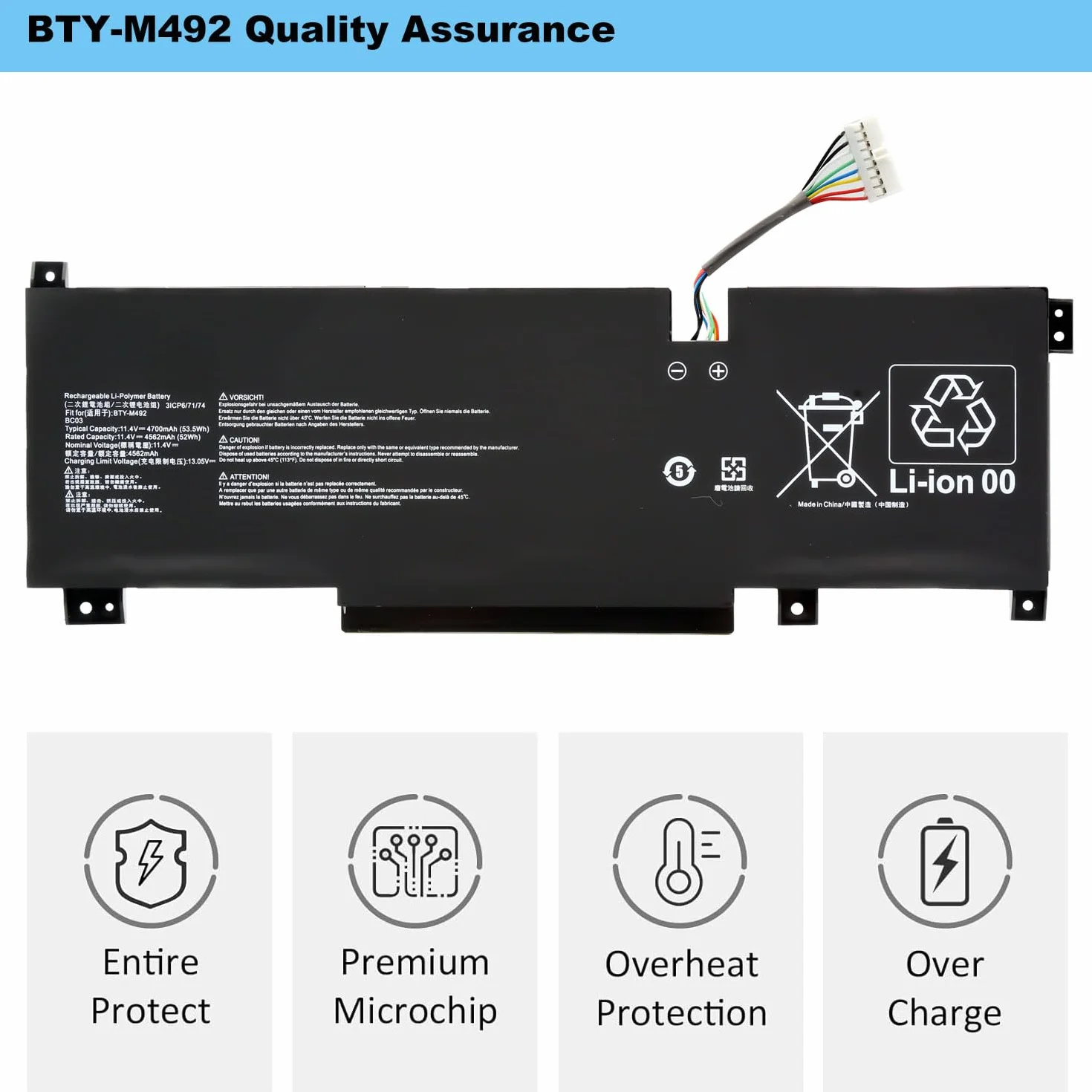 BLESYS BTY-M492 akumulator do MSI Pulse GL66 GL76 Katana GF66 GF76 Sword 15 A11U WF66 WF76 53,5 Wh