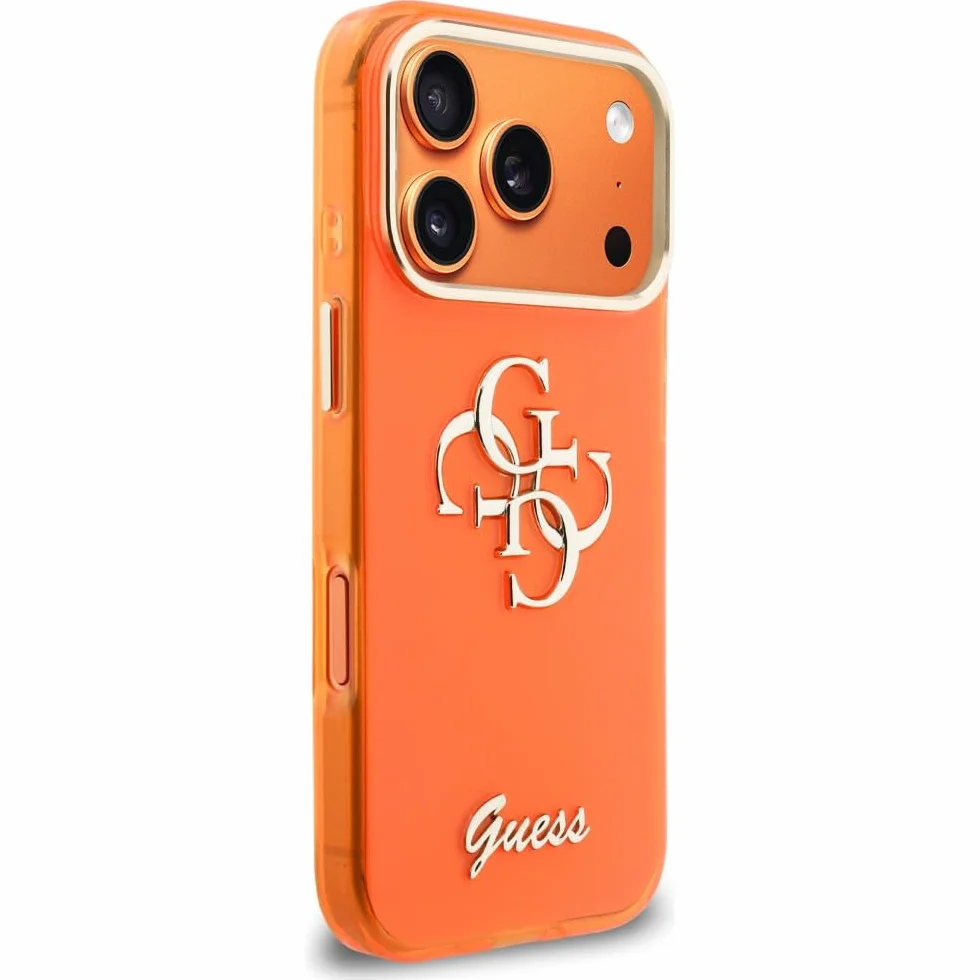 CG MOBILE Guess IML 4G Script Metal etui do iPhone 17 Pro Max (pomarańczowe)