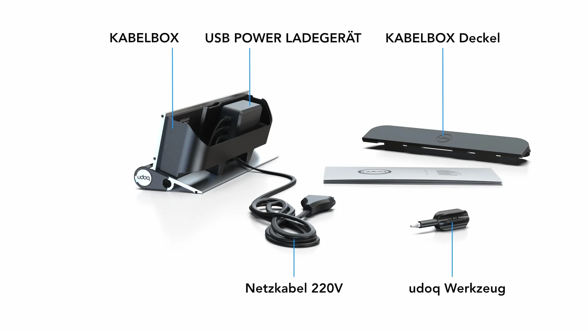 udoq 250 USB-C stacja ładująca do smartfonów, z ładowarką Power Delivery Charger, wysokiej jakości wzornictwo 4 mm aluminium