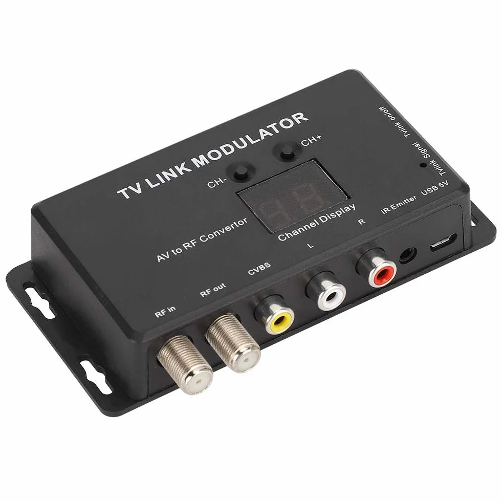 FastUU Modulator Ir, Tm70 Uhf TV modulator połączenia AV-na RF, wytrzymały i trwały adapter przedłużacza IR ze wskaźnikiem kanału, kompatybilny z Set-Top-Box i innymi źródłami A/V