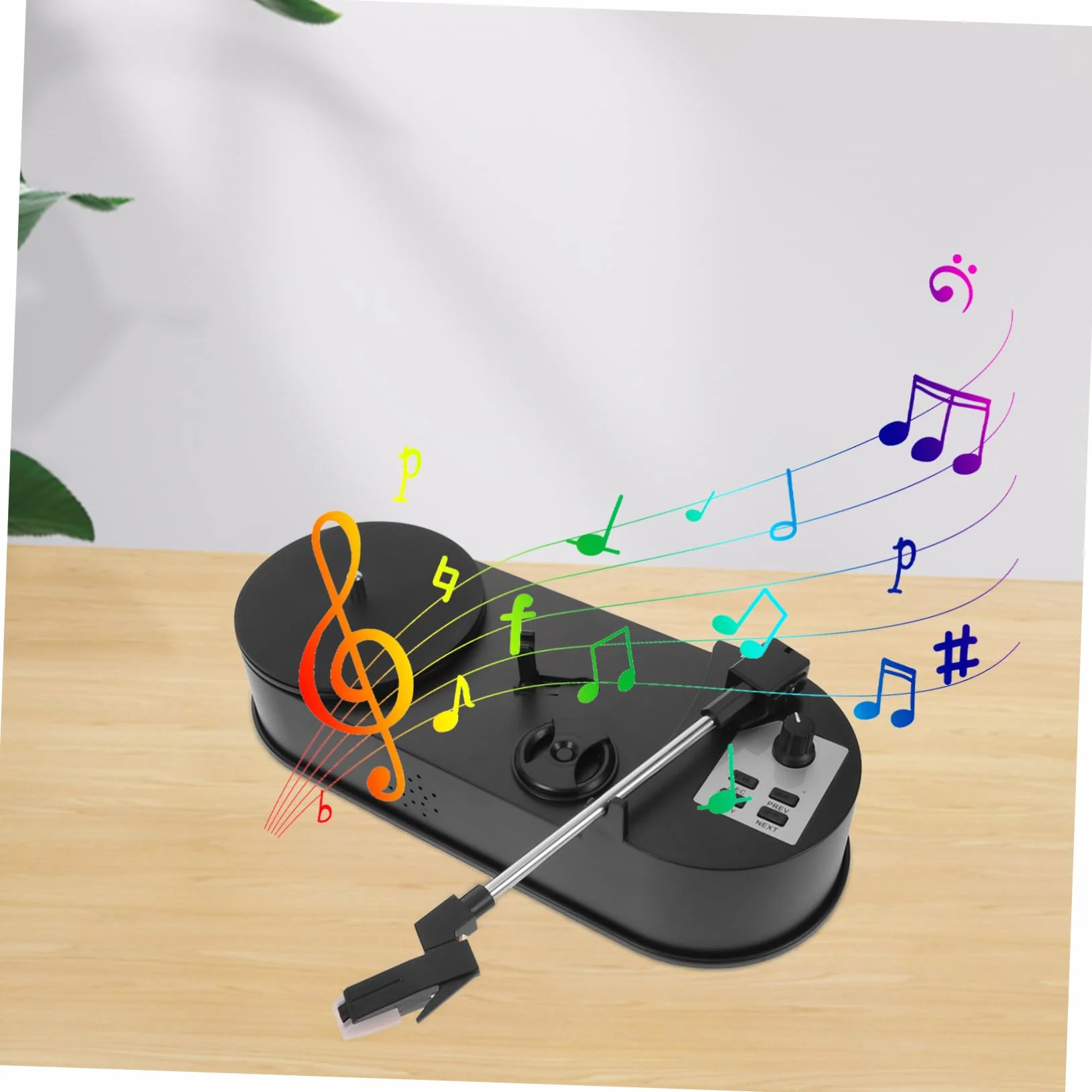 NUOBESTY USB Odtwarzacz Muzyki Winylowej Przenośny Głośnik W Stylu Vintage Retro Z Głośnikiem Odtwarzacz Albumów Abs Czarny