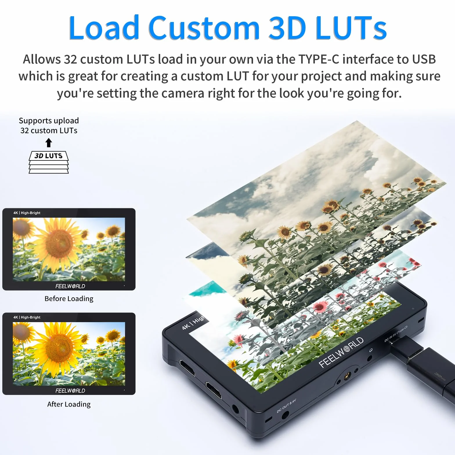 FEELWORLD F5 PRO X 1600 nits kamera monitor, 5,5 cala HDR IPS Field DSLR 1920 x 1080FHD ekran dotykowy z baterią 2800 mAh i etui, 4K 60 Hz HDMI 3D LUT Waveform Peaking Focus Zebra