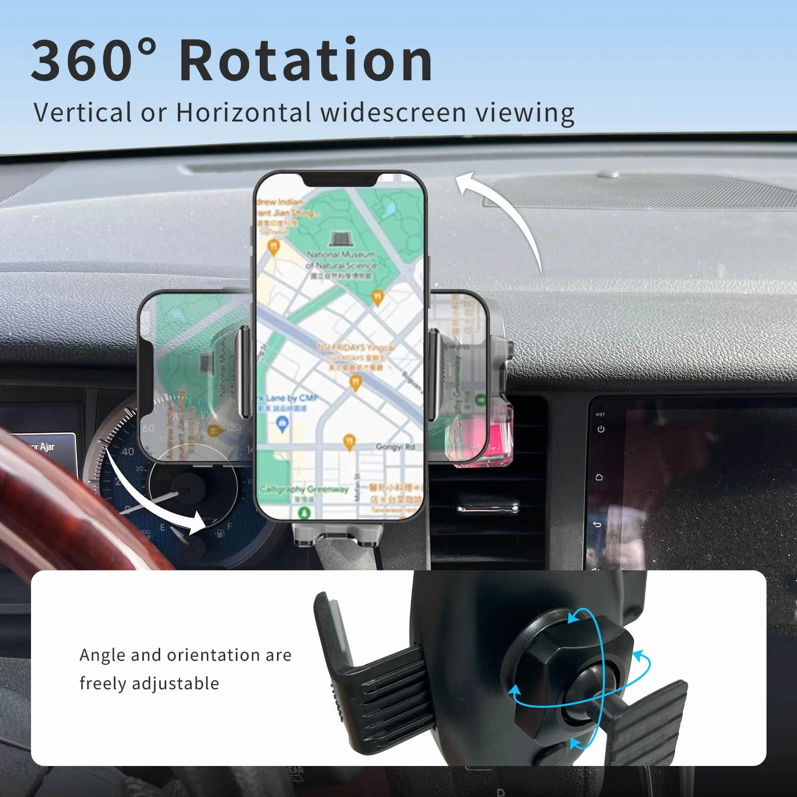 Samochodowy uchwyt na telefon do Toyota Sienna 2015-2020, akcesoria do wnętrza samochodu, uchwyt na telefon na deskę rozdzielczą z metalowym przegubem kulowym, obrót o 360°, stabilny klips na