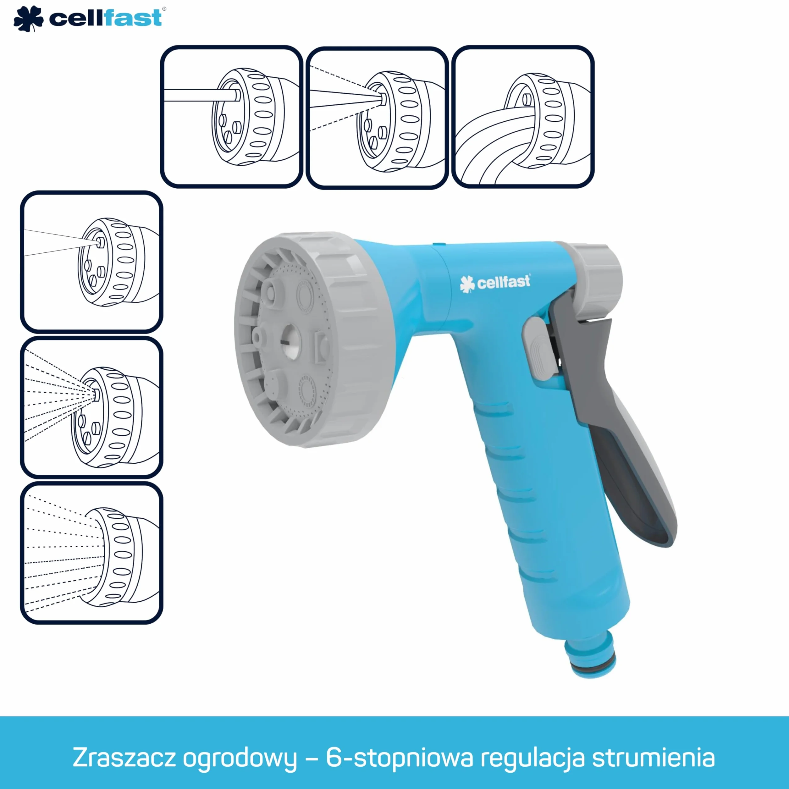 CELLFAST Zraszacz Pistoletowy Zraszacz Ogrodowy Do Trawnika Kwiatów Roślin System Safetouch Rain Ideal