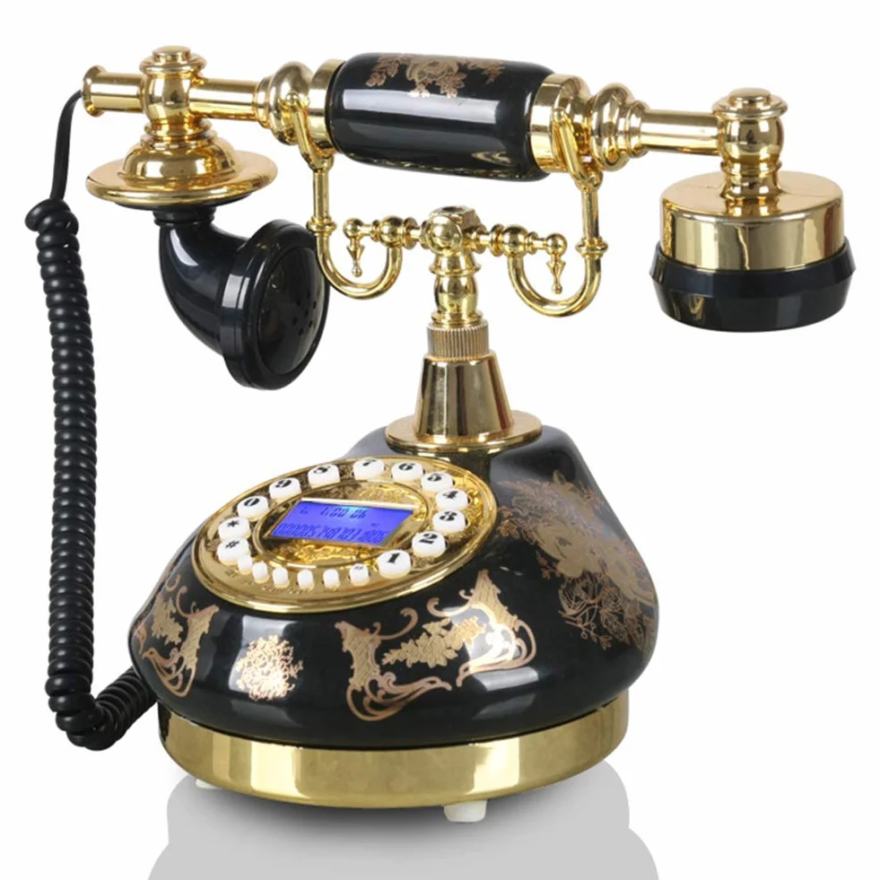 Telefon w stylu retro vintage, telefon stacjonarny w stylu ceramiki z wybieraniem przyciskowym, staromodny telefon z tarczą obrotową - hotele/galerie/firmy jubilerskie/telefon domowy i biurowy