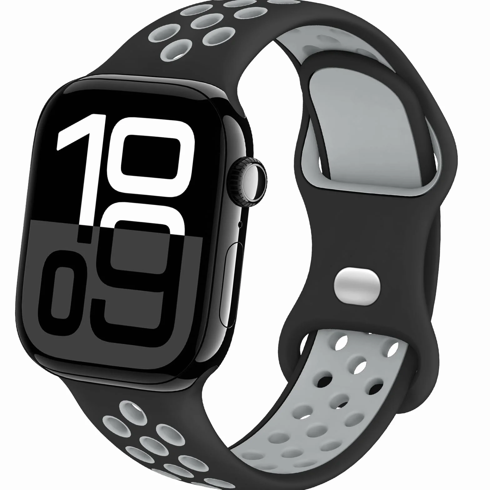 Yoohoo Paski sportowe kompatybilne z Apple Watch 38 mm, 40 mm, 41 mm, 42 mm, 44 mm, 45 mm, 46 mm, 49 mm, dla kobiet i mężczyzn, miękki, silikonowy, oddychający, pasek zastępczy do iWatch serii 11, 10