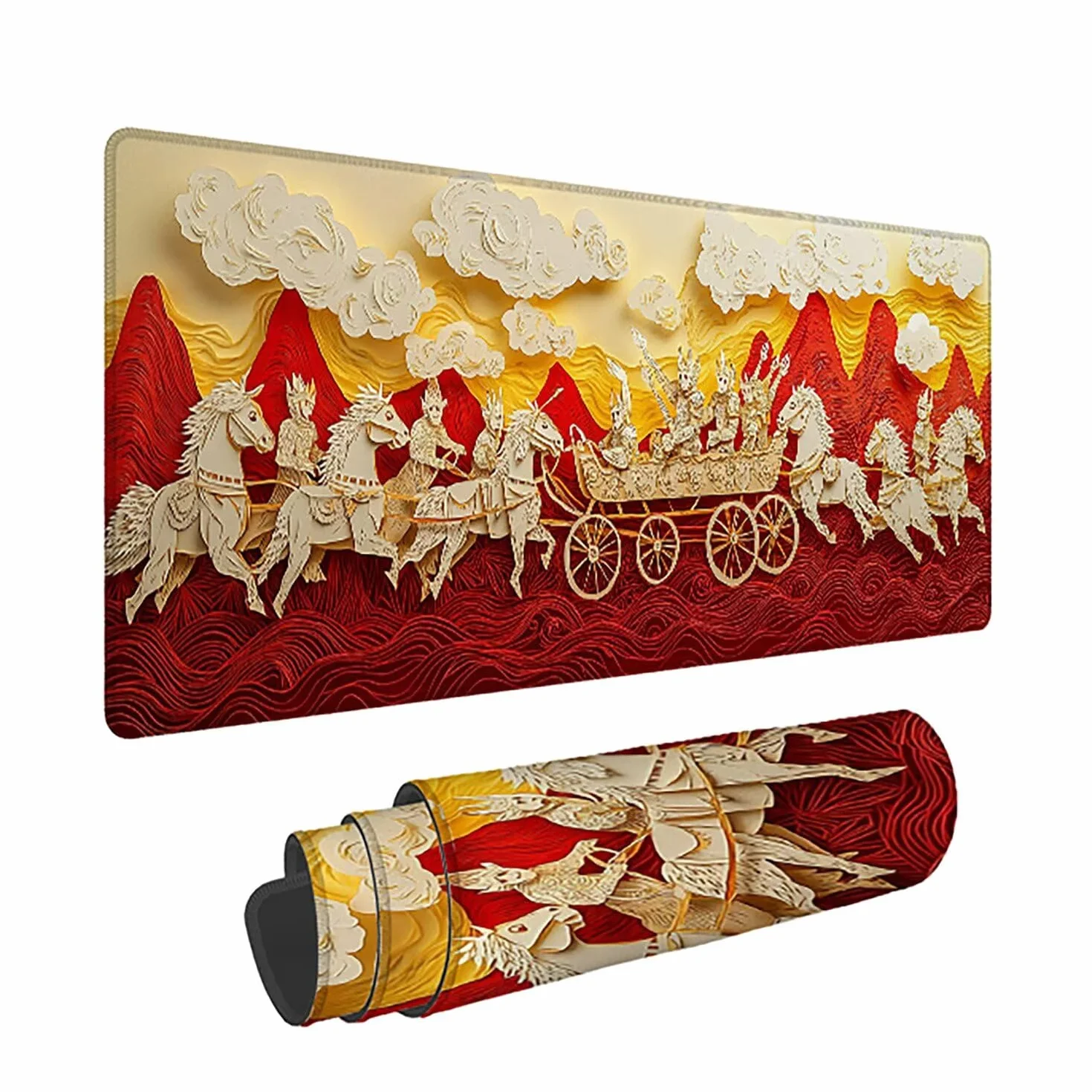 Gamingowa podkładka pod mysz XXL, 1600 x 800 x 3 mm, retro, antypoślizgowa, XXL, czerwona, duża, podkładka na biurko, nadaje się do prania, antypoślizgowa gumowa podstawa, podkładka pod mysz i