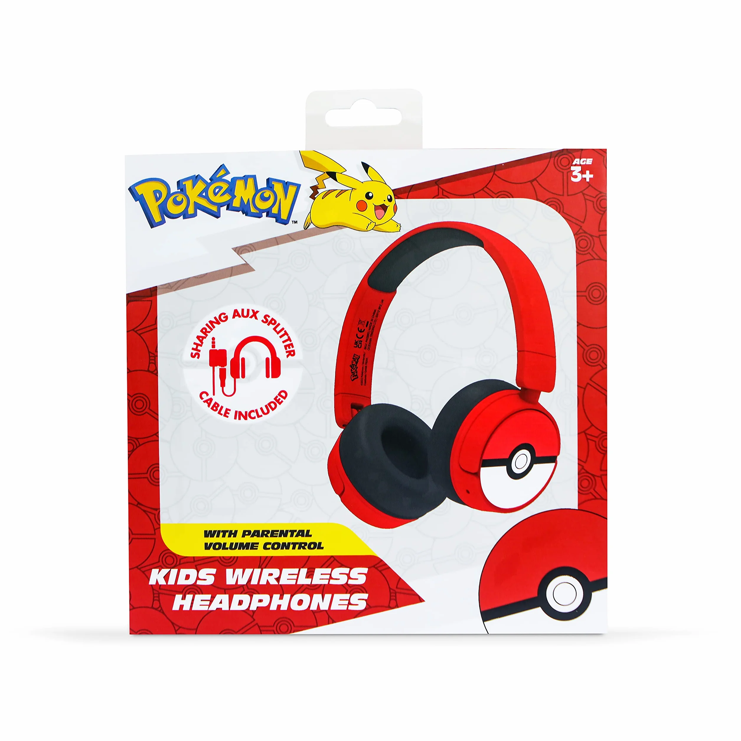 OTL Technologies Pokémon Poke Ball PK1000 Bezprzewodowe słuchawki dla dzieci Czerwony