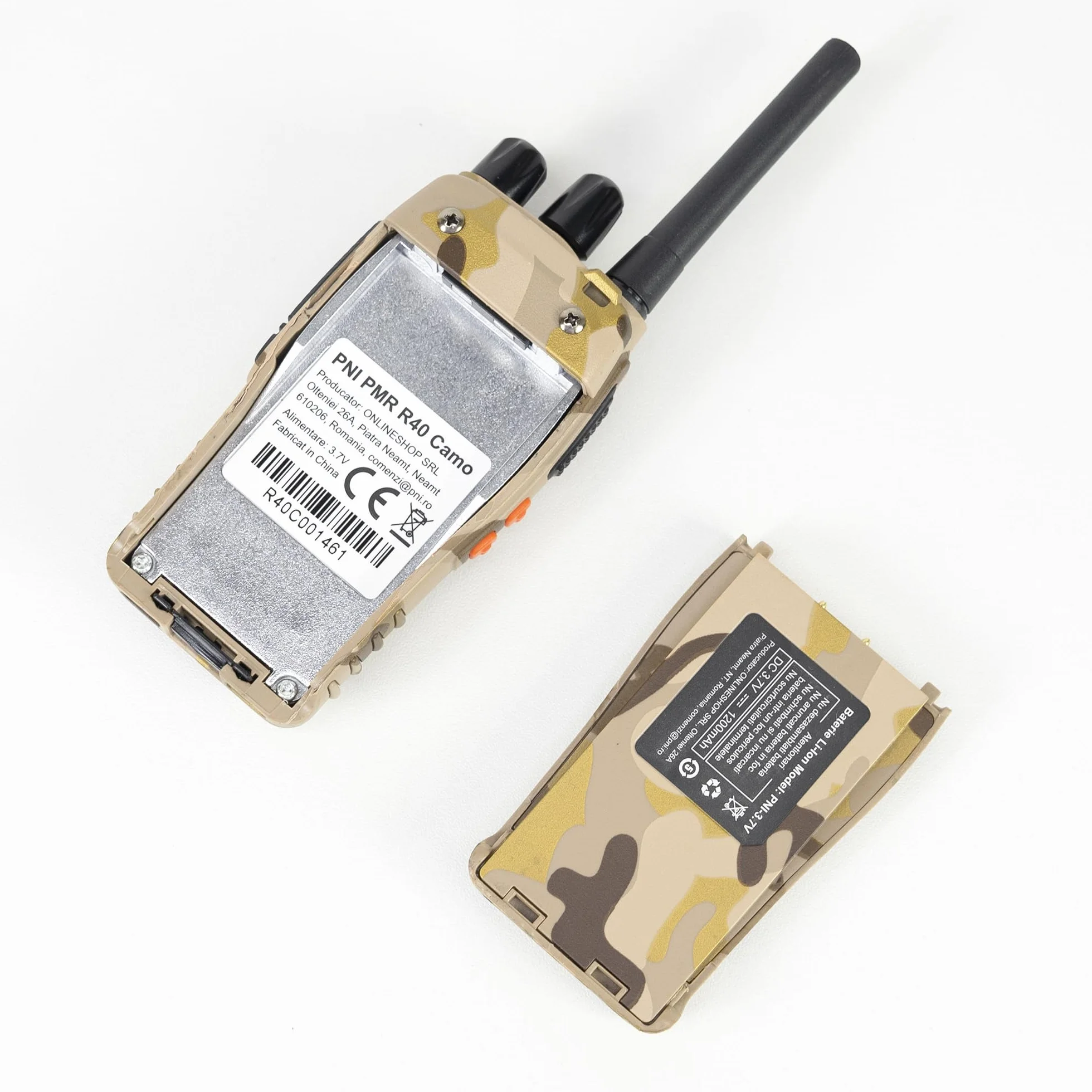 PNI PMR R40 Camo przenośny nadajnik radiowy, zestaw 10 sztuk, 0,5 W, 16 PMR, baterie 1200 mAh, z ładowarkami i słuchawkami