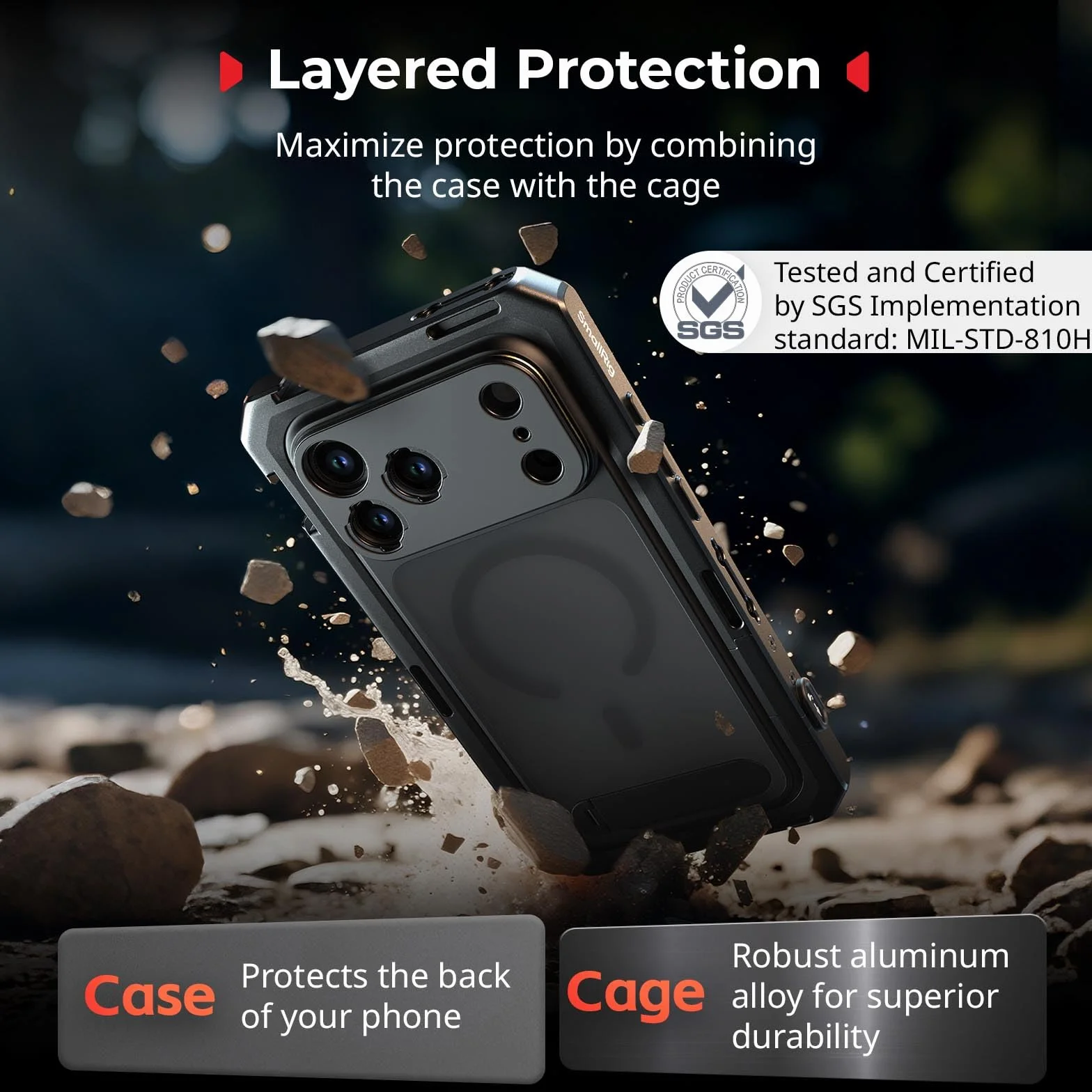 SMALLRIG Mobilna klatka wideo do iPhone'a 17 Pro, z etui/miękką ramką z TPU/mocowaniem T i tylną płytką obiektywu z gwintem 17 mm, zestaw wideo do nagrywania wideo, vlogów, edycja flagowa - 5542