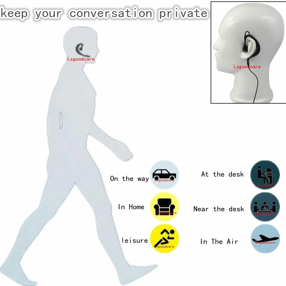 Lsgoodcare Zaawansowany zestaw słuchawkowy policyjny w kształcie litery G mikrofon PTT kompatybilny z 2-pinowym Motorola Radio CP040 CP200 XTNi DTR VL50-10 szt