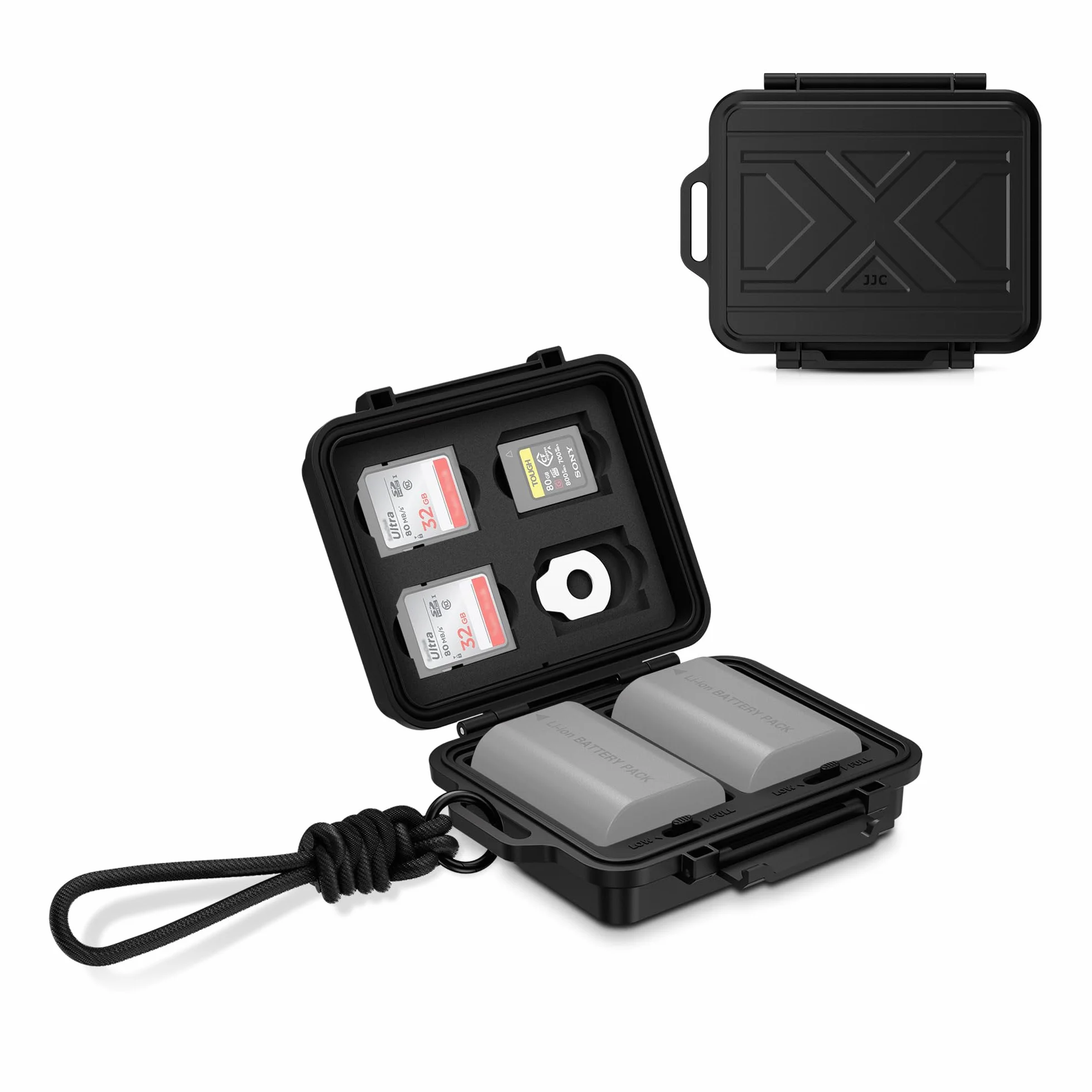 Przenośna bateria aparatu etui do przechowywania kart pamięci na 4 karty SD, 3 karty CFexpress typu A, 2 baterie do aparatu, kompaktowe aparaty pudełko na baterie do Sony NP-FZ100 NP-FW50