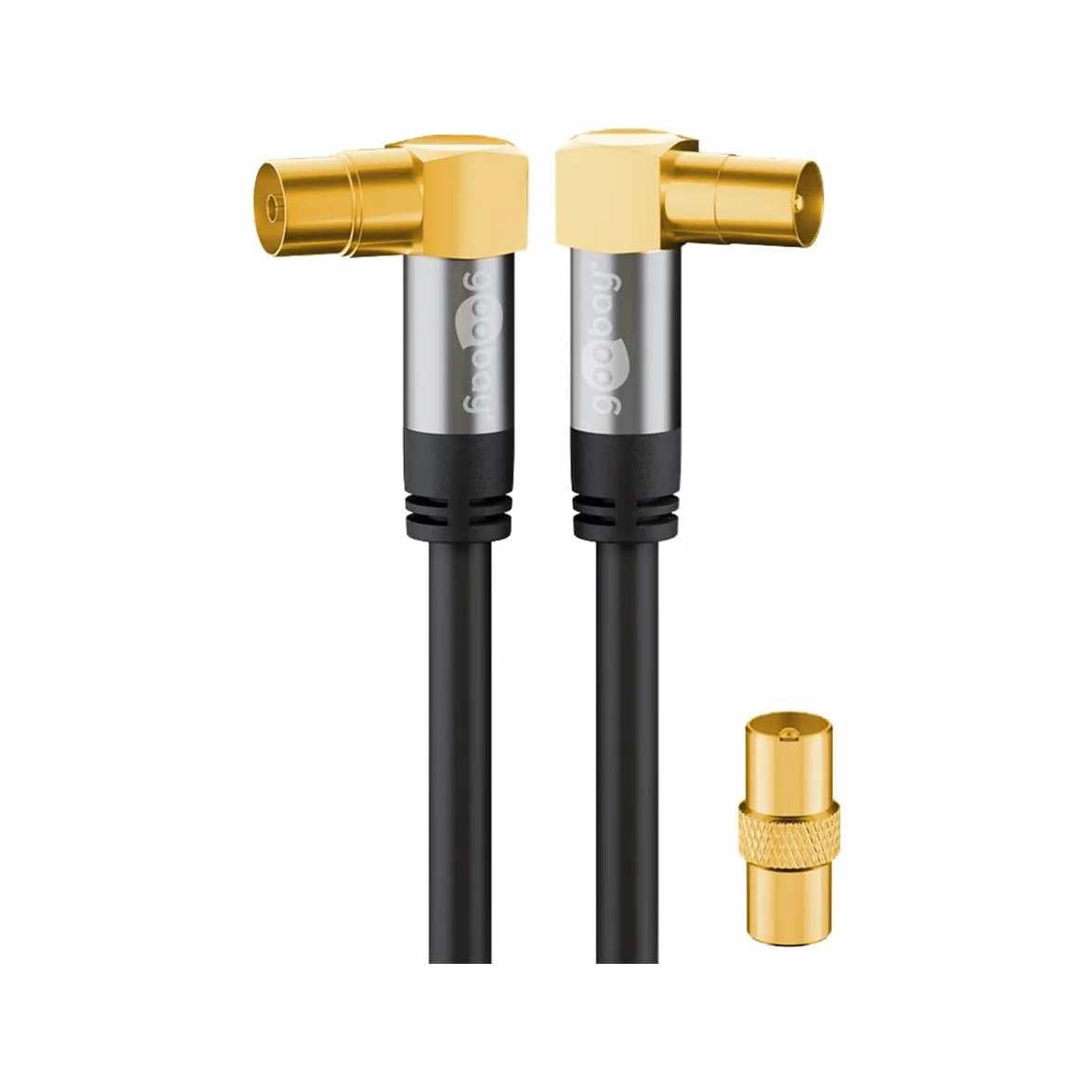 Goobay Kabel antenowy TV kątowy 135 dB 4-krotnie ekranowany pozłacany 2,0 m