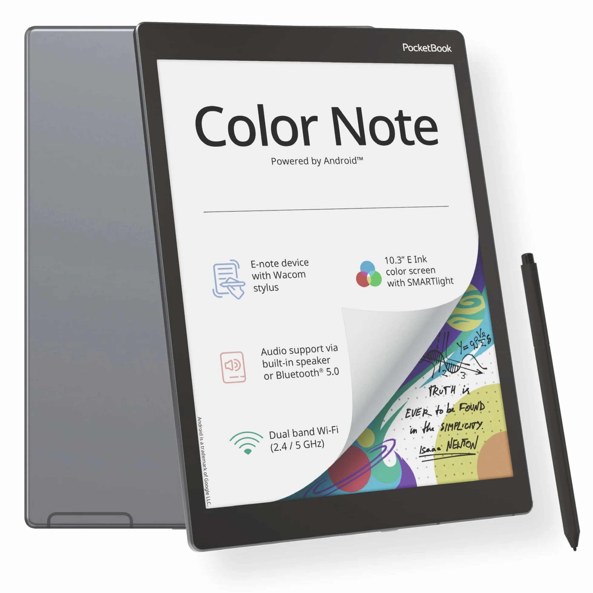 PocketBook Color Note z Rysikiem Wacom - Tablet E Ink - 10,3-Calowy Kolorowy Ekran Kaleido 3 - Cyfrowy Notatnik i Czytnik eBooków - 32 GB - WiFi i Bluetooth - Przyjazny dla Oczu