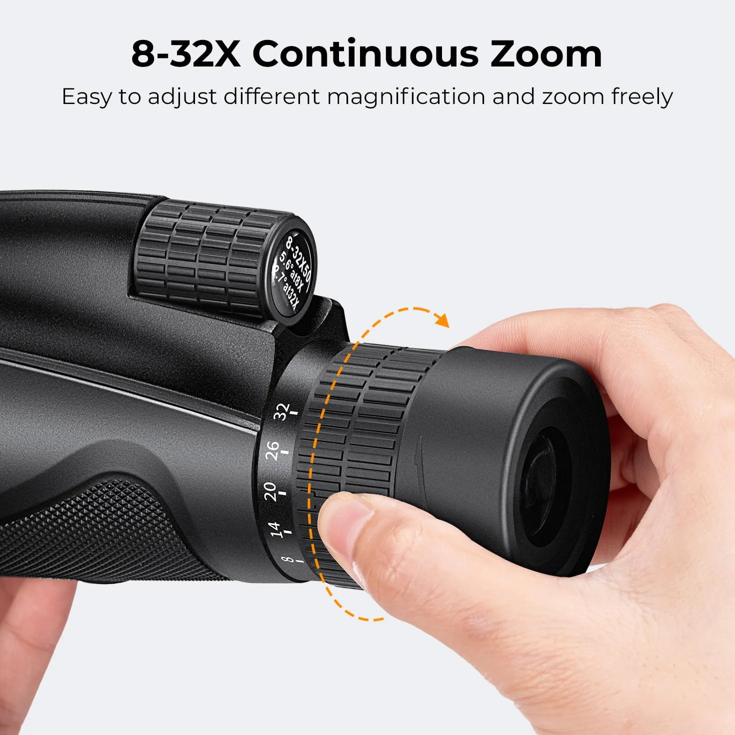 K&F CONCEPT 8–32 x 50 Monokular zoom z uchwytem na telefon komórkowy, monokular dla dorosłych - pryzmat BAK4 i soczewka FMC - wodoodporny IP66 - świetny do obserwacji ptaków, wędrówek, polowania