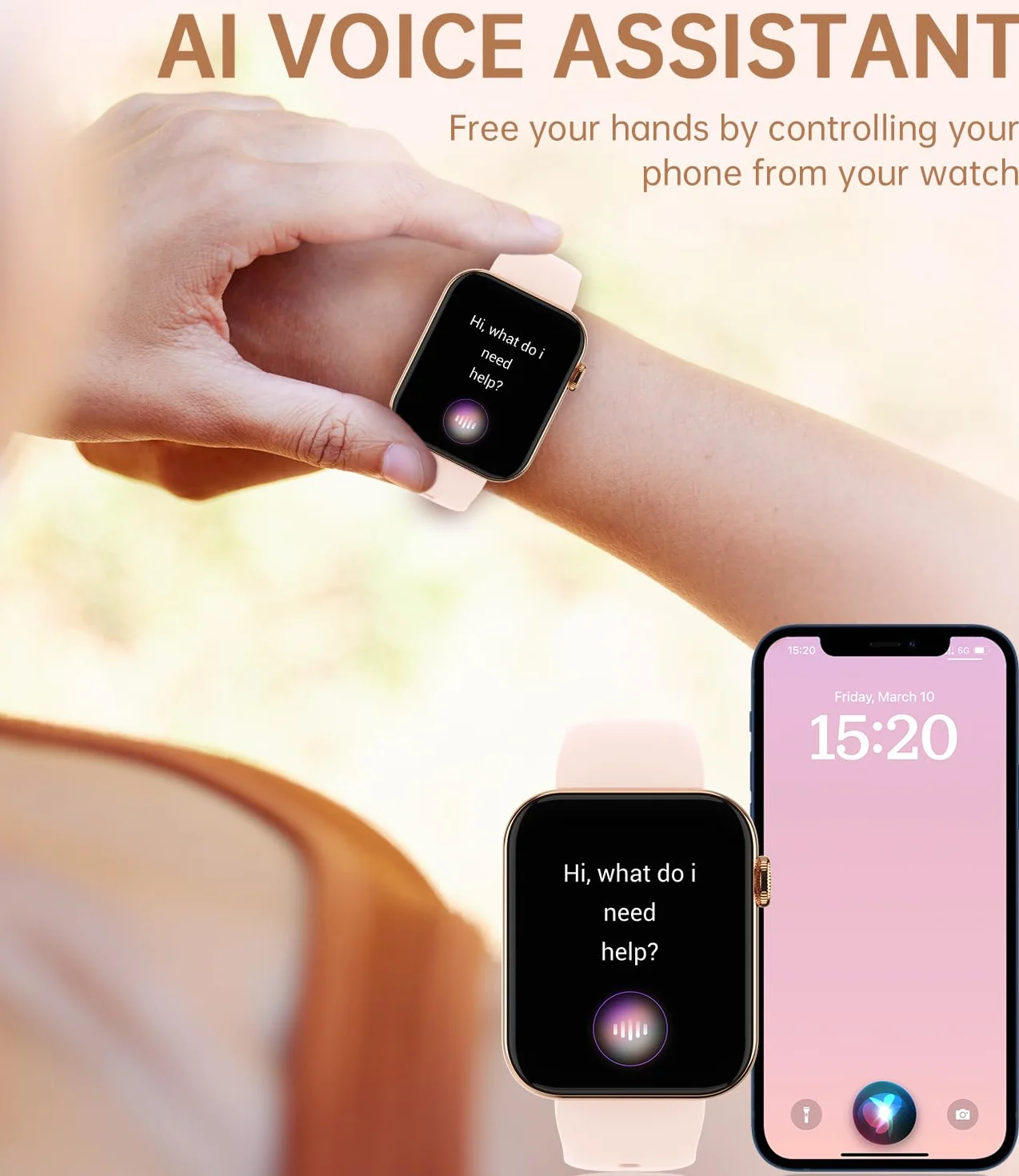 zegarek damski połączony z połączeniami i powiadomieniami, smartwatch damski monitor snu, krokomierz kalorii serca