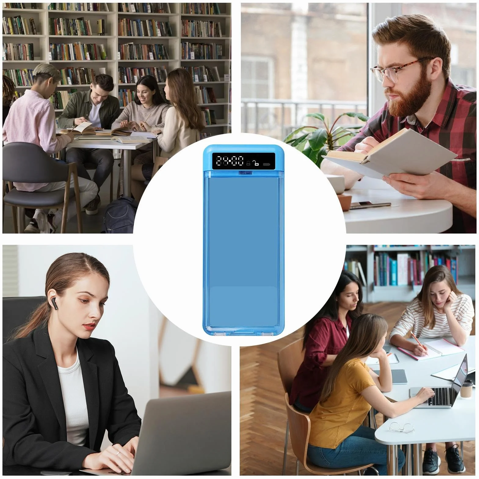 Timer z blokadą – inteligentne etui na telefon komórkowy, bezpieczne przechowywanie do nauki i ustawiania ostrości, przenośny organizer samokontroli z cyfrowym czasem, sejf do klasy, sypialni