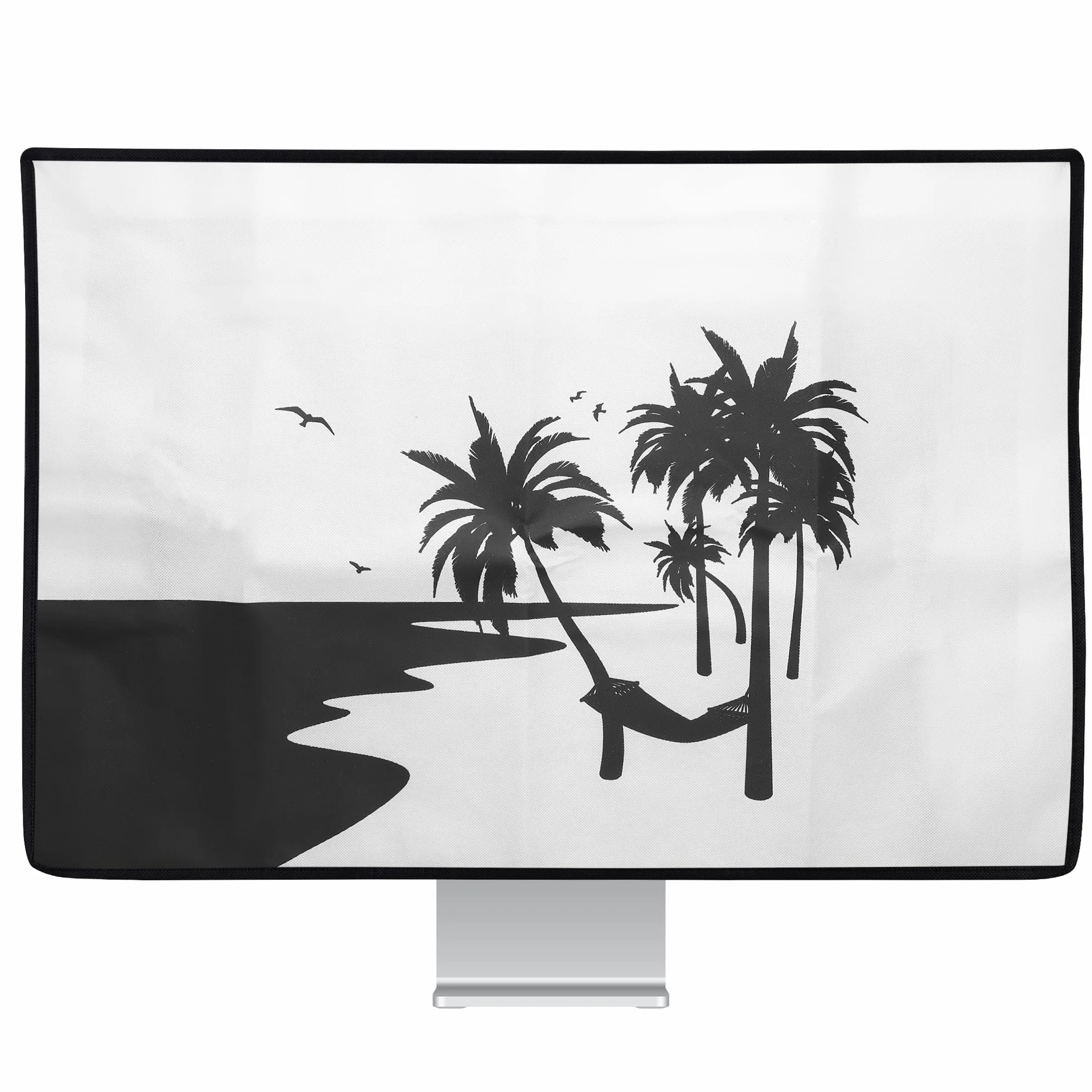 kwmobile Pokrowiec na monitor komputerowy 78.7-81.3 cm czarny/biały