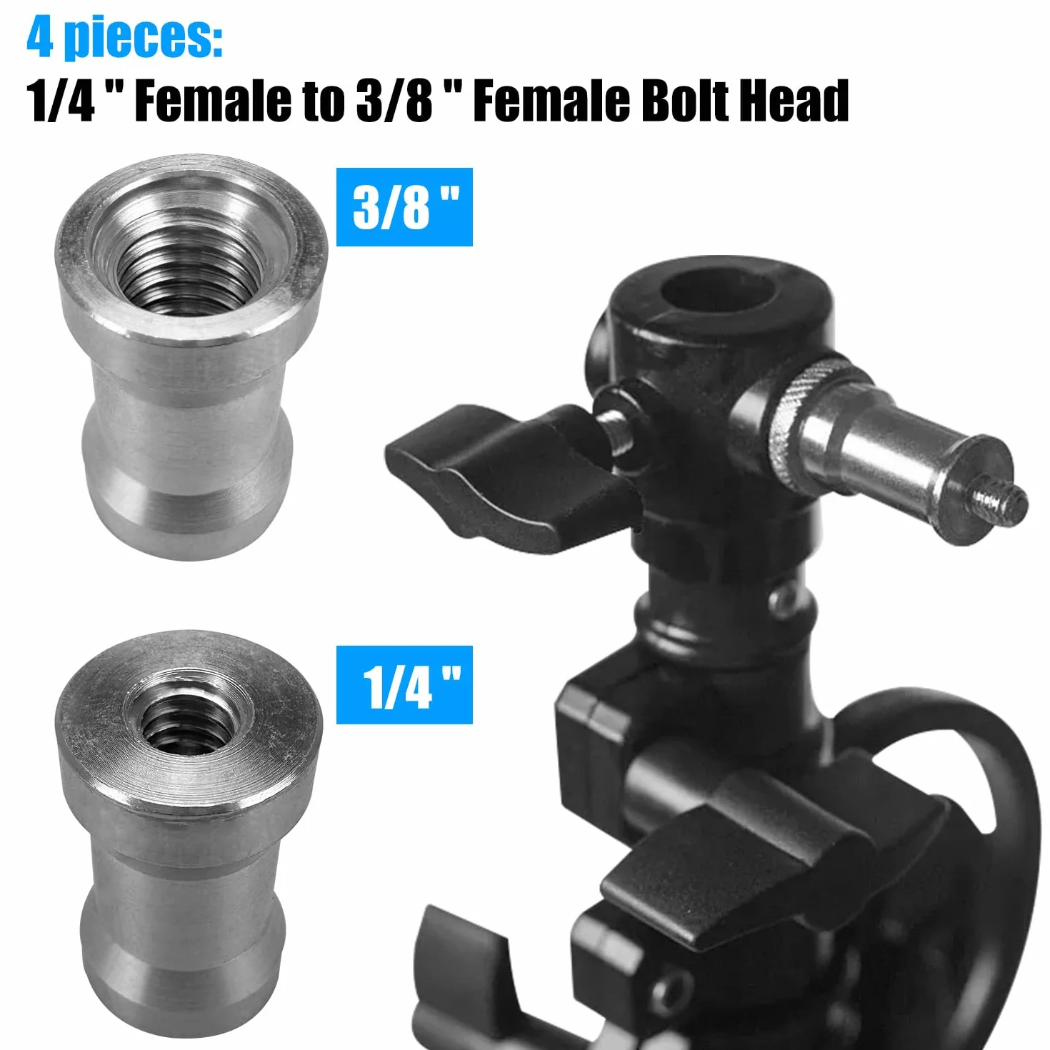 20 Sztuk Adapterów Gwintowanych Do Kamery 1/4 i 3/8 Cala, Śruba Statywu, Srebrny Metalowy Spigot Adapter Do Aparatu/Statywu/Monopad/Głowicy Kulowej/Światła