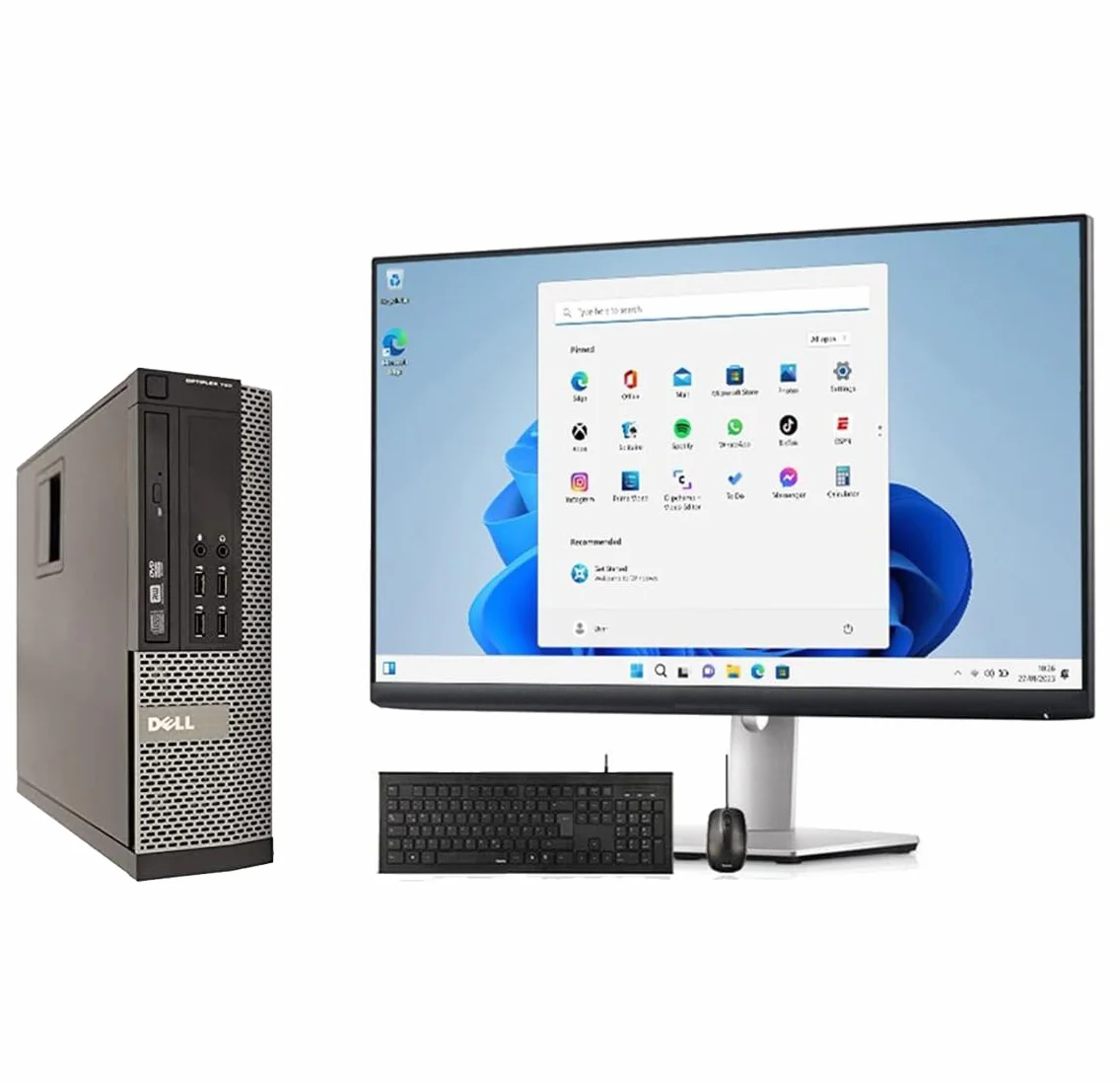 Dell Optiplex komputer stacjonarny z ekranem LCD 22" Intel Core i5 3470 RAM DDR3 16 GB SSD 240 GB Windows 11 Professional, certyfikat odnowiony, kompatybilny