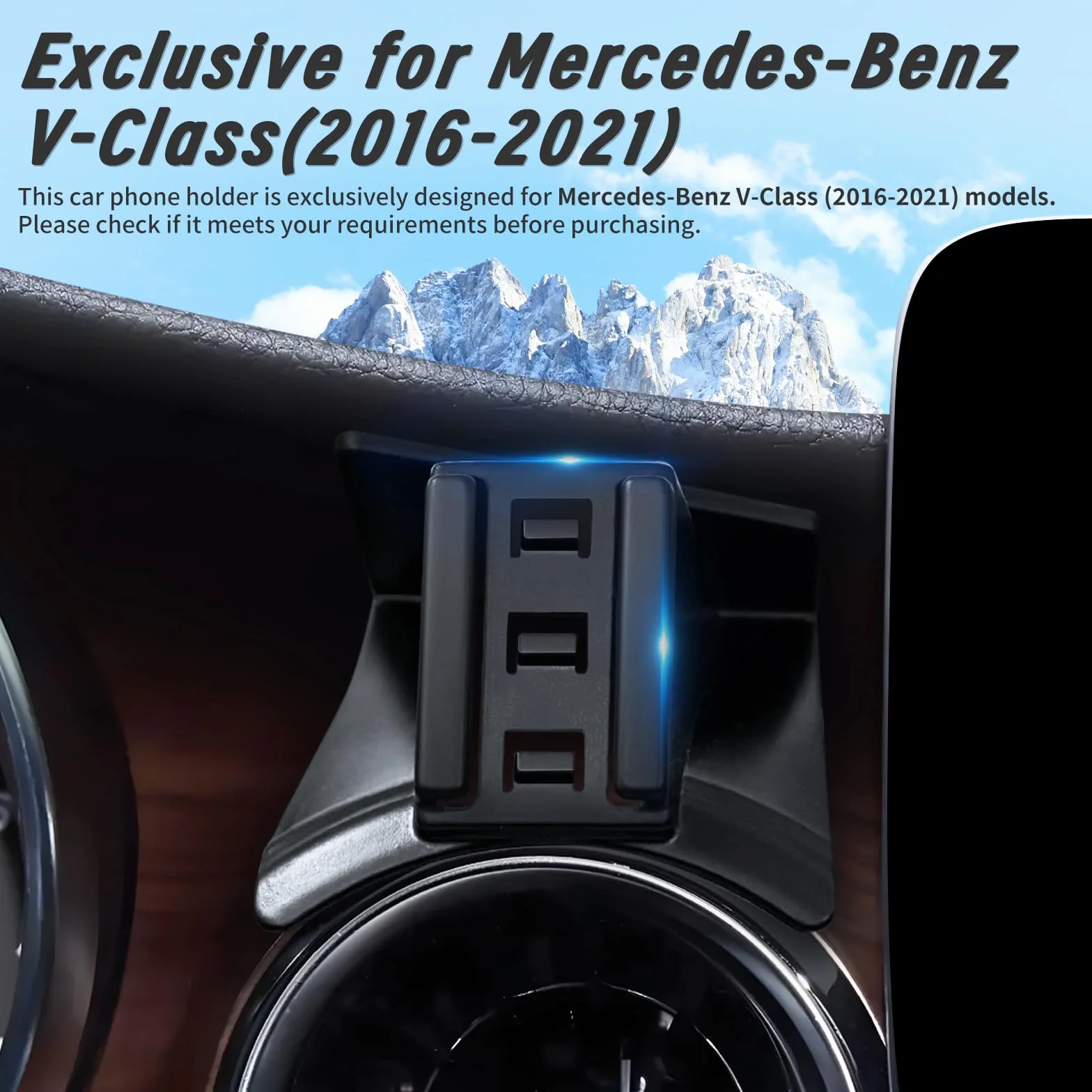 Uchwyt samochodowy do telefonu do Mercedes V-Klasse 2015-2023 – regulowany i obrotowy 360° – stabilne i antypoślizgowe mocowanie na kratkę wentylacyjną – łatwa instalacja i obsługa jedną ręką