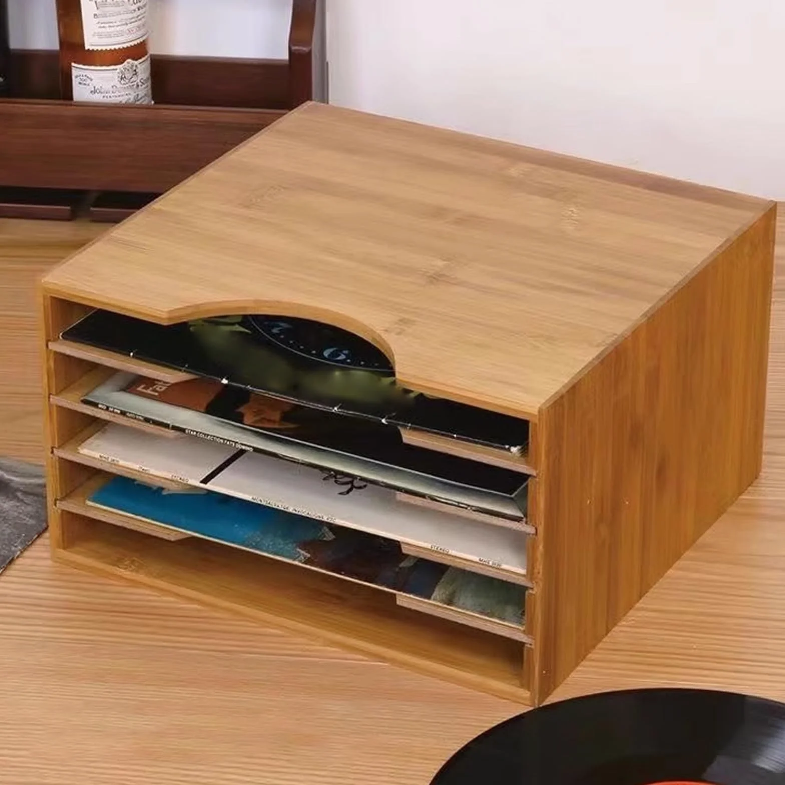 FfiMe Stojak na okładkę albumu do gry, stojak na płyty winylowe, stojak na płyty, pojedyncza półka ekspozycyjna na płyty CD, drewniany organizer do przechowywania płyt winylowych, nowoczesna dekoracja