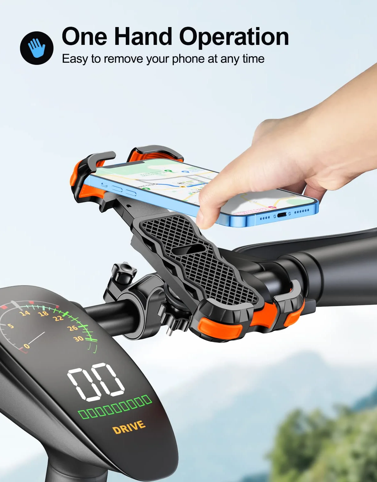 Glangeh Uchwyt na telefon rowerowy, bezpieczny zamek 8S, szybki montaż, odporny na upadek, uchwyt na telefon rowerowy obracany o 360°, do telefonów komórkowych 11.9 cm-17.3 cm, stojak na rowery